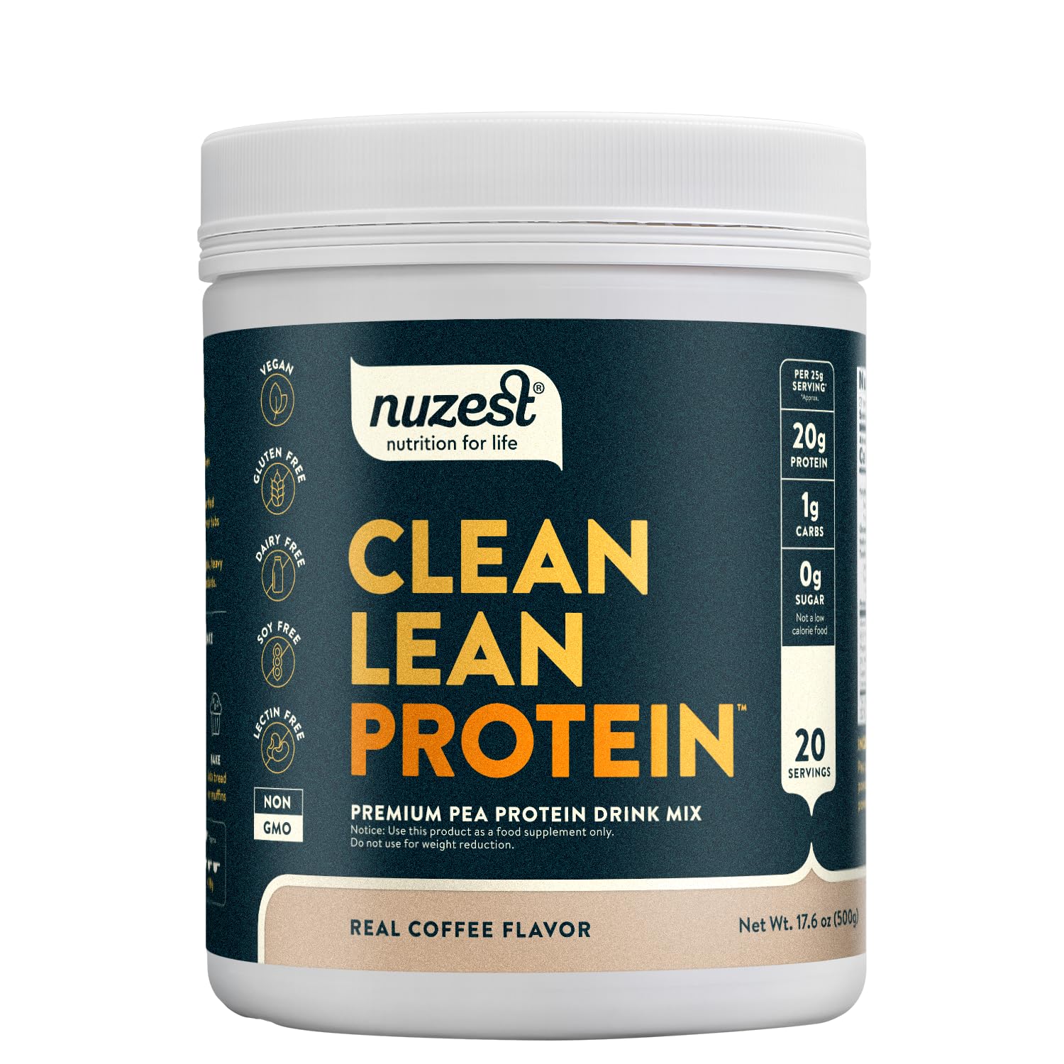 Nuzest Clean Lean Vegan Pea Protein Powder - Premium Plant Based Protein Supplement, Dairy Free, Gluten Free, Non-GMO, 20 Servings (1.1 lb) for Post-Workout Recovery & Healthy Smoothies