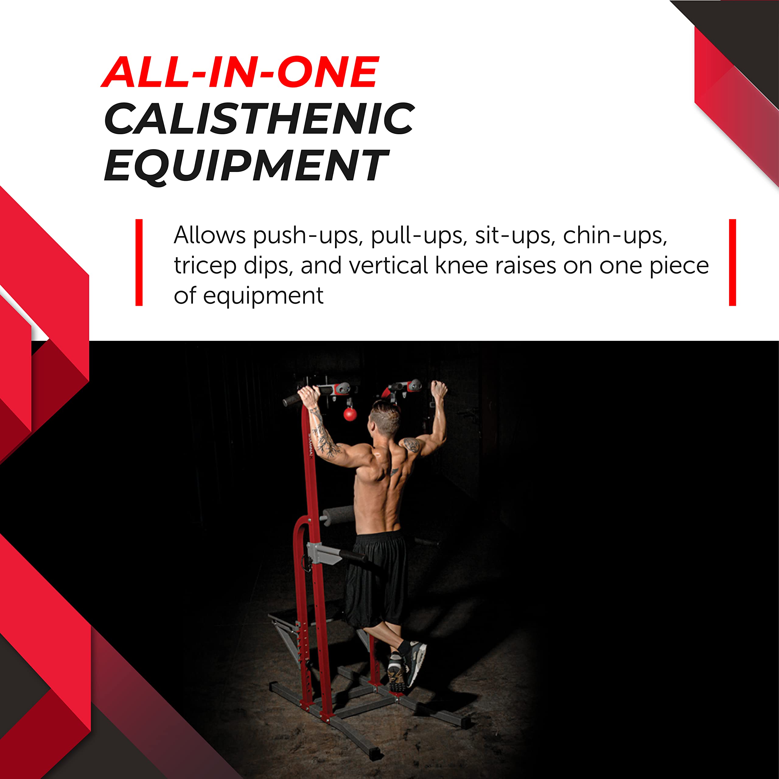 Stamina Power Tower - Heavy Duty Dip Bar & Pull Up Station for Home Gym - 250 lbs Weight Capacity - Perfect for Strength Training & Bodyweight Exercises