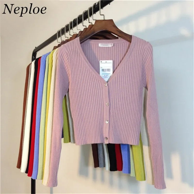 Patchwork Long Sleeve Button Up Knit Sweater for Women - Cozy Fall Winter Fashion, Casual Office Wear & Holiday Outfits