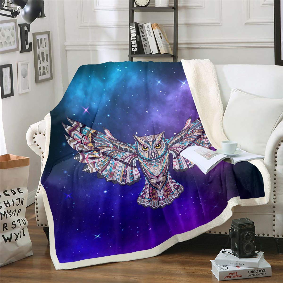 Boho Owl Fleece Blanket 50