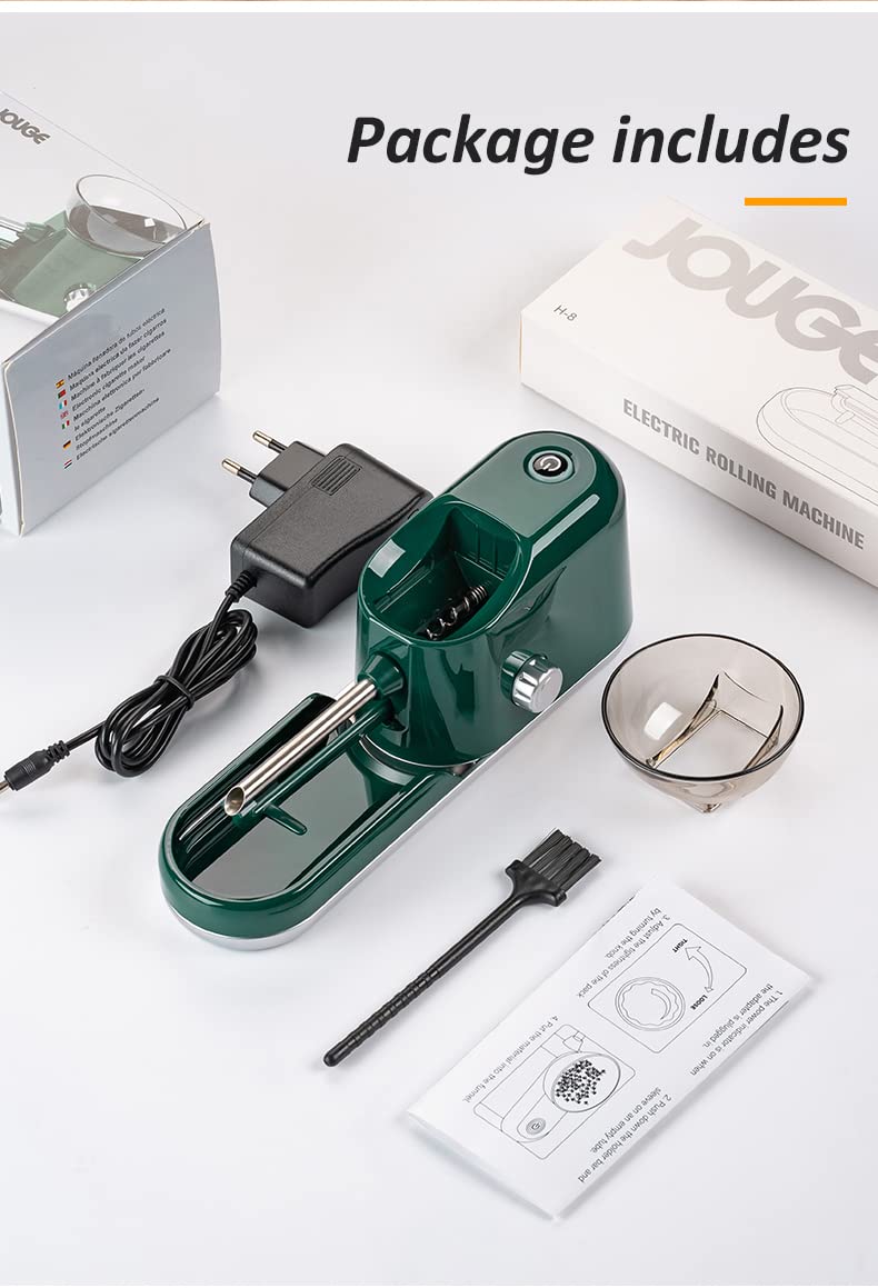 Electric Cigarette Rolling Machine - Automatic Tobacco Injector for Regular & King Size 8mm Tubes | Portable Roller Maker (Grey) | Perfect for Home Use, Travel & DIY Cigarette Making