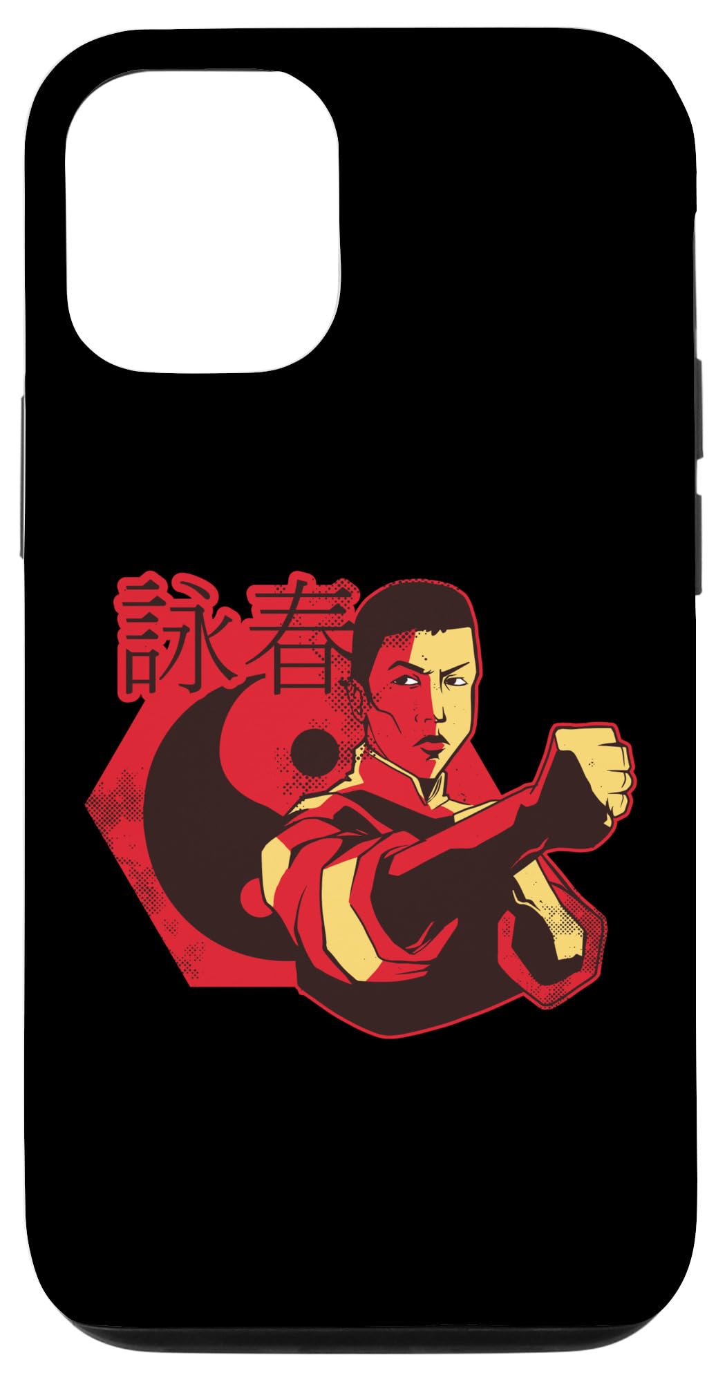 iPhone 12/12 Pro Kung Fu Wooden Dummy & Yin Yang Sword Design Phone Case - Martial Arts Training & Wing Chun Practice Accessory