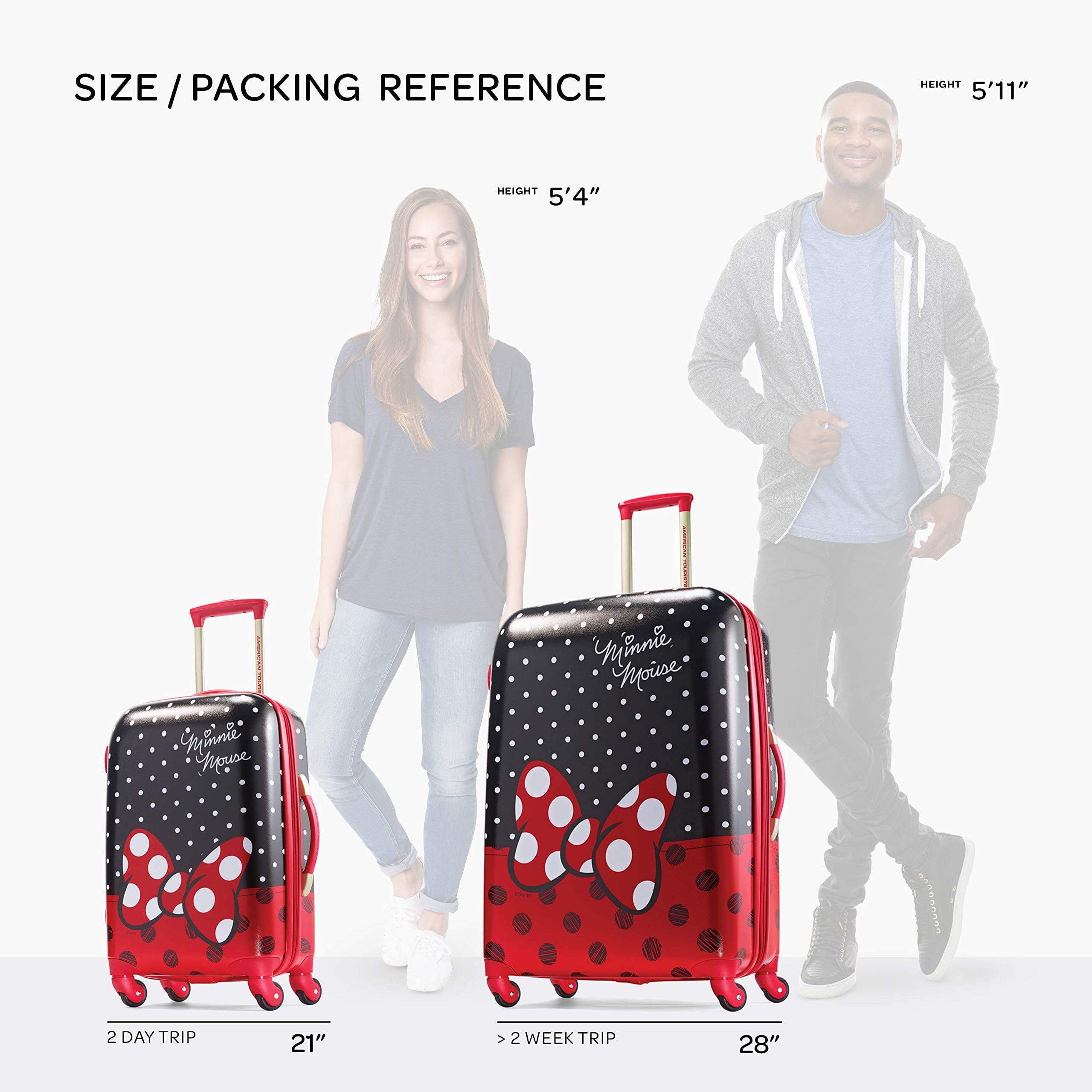American Tourister Disney Minnie Mouse Red Bow Hardside Luggage Set with 360° Spinner Wheels - 2-Piece (21