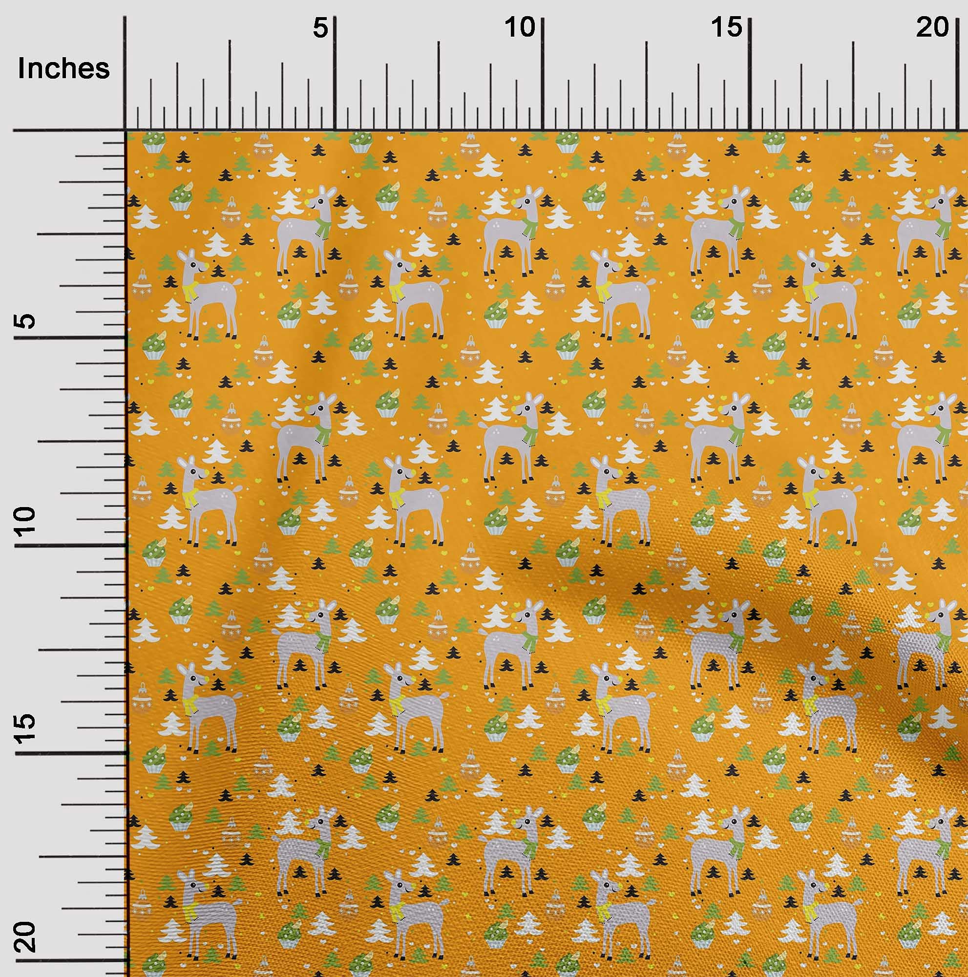 oneOone Cotton Flex Mustard Yellow Printed Fabric - 40 Inch Wide for DIY Clothing, Christmas Crafts & Sewing Projects | Soft & Durable Sewing Supplies by The Yard