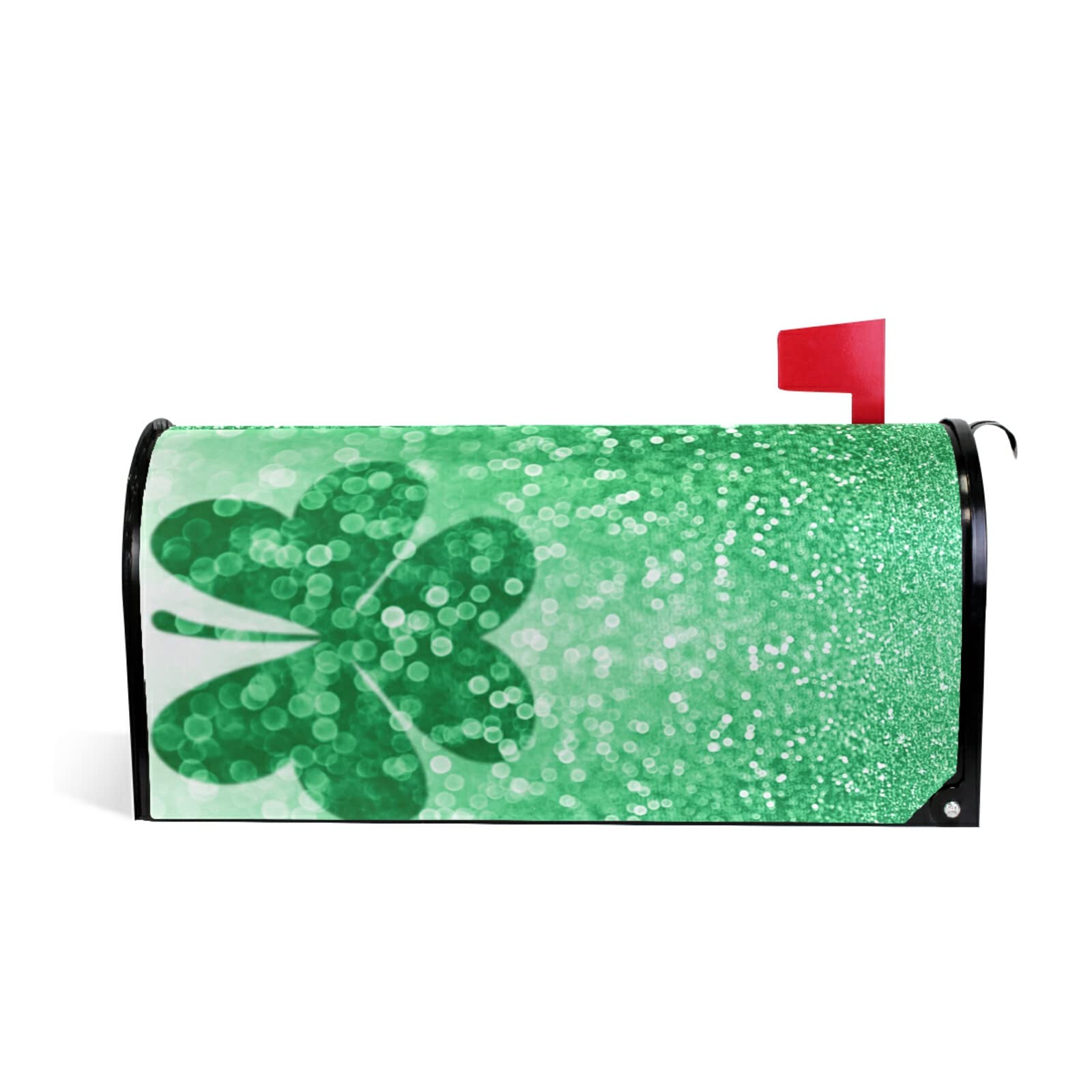 Glitter Green Clover Magnetic Mailbox Cover - Weatherproof Outdoor Post Box Decoration for Garden, Yard & Front Porch | Perfect for St. Patrick's Day, Spring & Holiday Home Decor