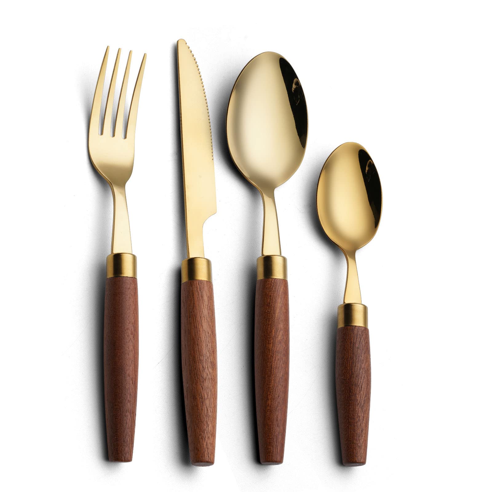 IKXO 80-Piece Stainless Steel Silverware Set - Mirror Polished Food Grade Flatware Cutlery for Home, Kitchen, Office, Restaurant & Hotel - Dishwasher Safe - Service for 20 - Wooden Handle - Perfect for Dining, Entertaining & Catering Events