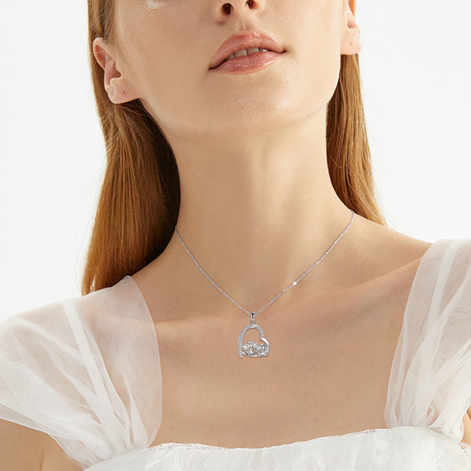 Cute 925 Sterling Silver Animal Necklace - Penguin, Sloth, Panda, Owl, Red Panda, Giraffe, Cat, Llama, Dinosaur, Bear, Monkey Pig & Easter Bunny Designs | Women's Hugging Animal Jewelry Gift for Sister | Perfect for Birthdays, Anniversaries & Everyday Wear