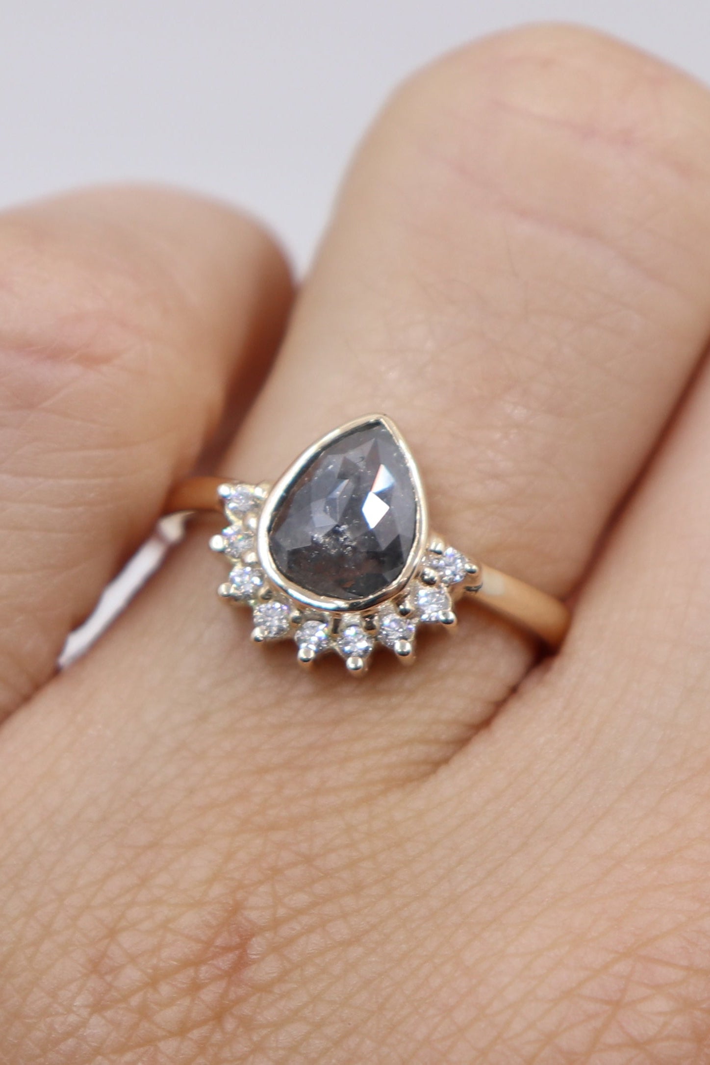 Ethereal Grey Diamond Ring - Elegant 925 Sterling Silver Jewelry for Women - Perfect for Engagement, Wedding & Anniversary Gifts