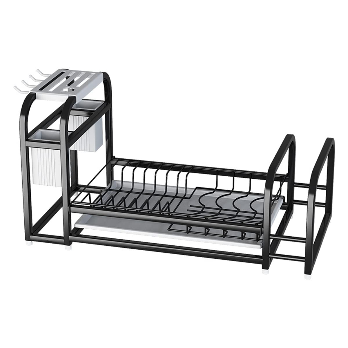 Premium Stainless Steel Dish Drying Rack with Cutting Board & Cutlery Holder | Large Capacity Kitchen Countertop Organizer | Space-Saving Tableware Drain Storage for Small Apartments & Modern Kitchens