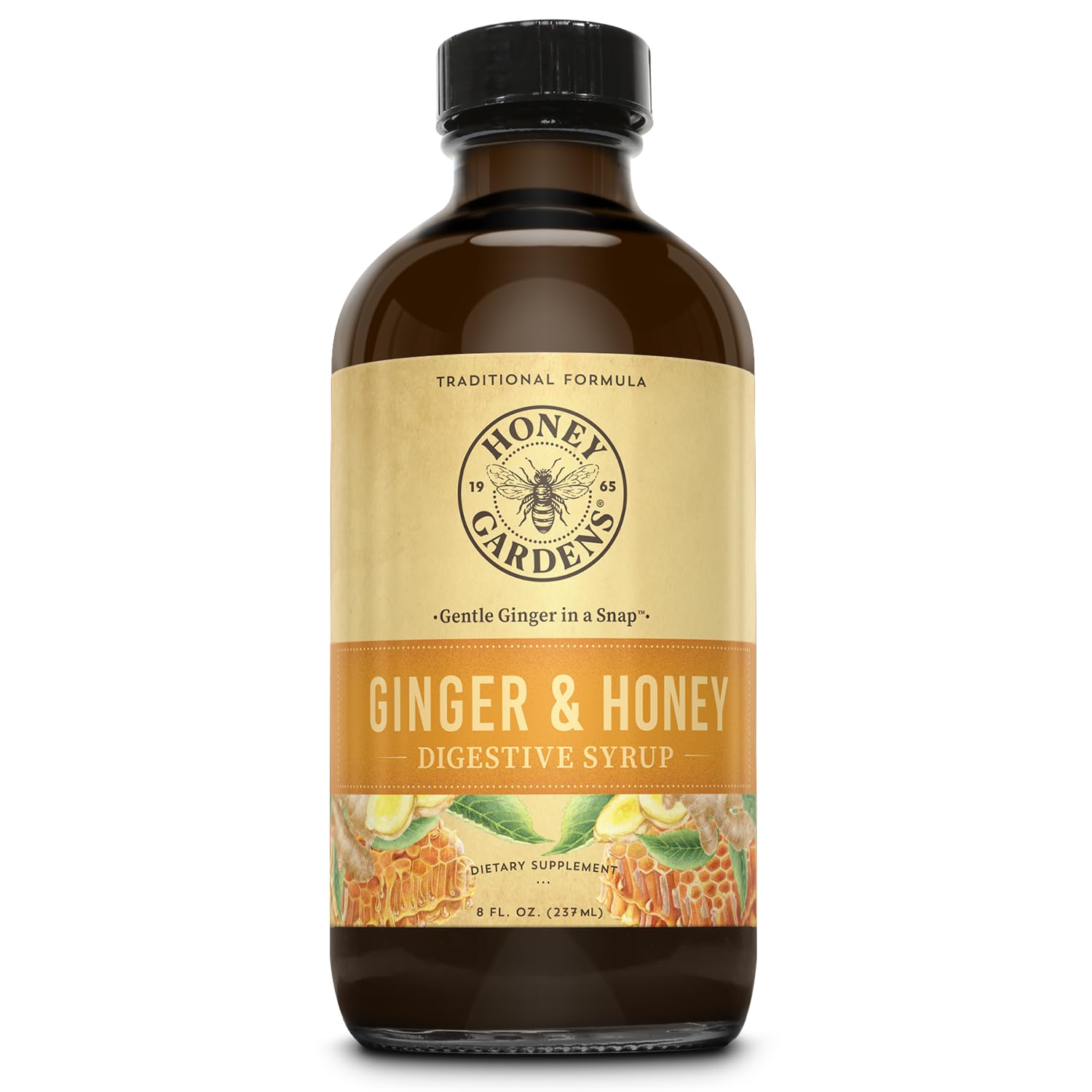 Organic Ginger Honey Syrup with Apple Cider Vinegar - Digestive Support - 8oz for Wellness & Cooking