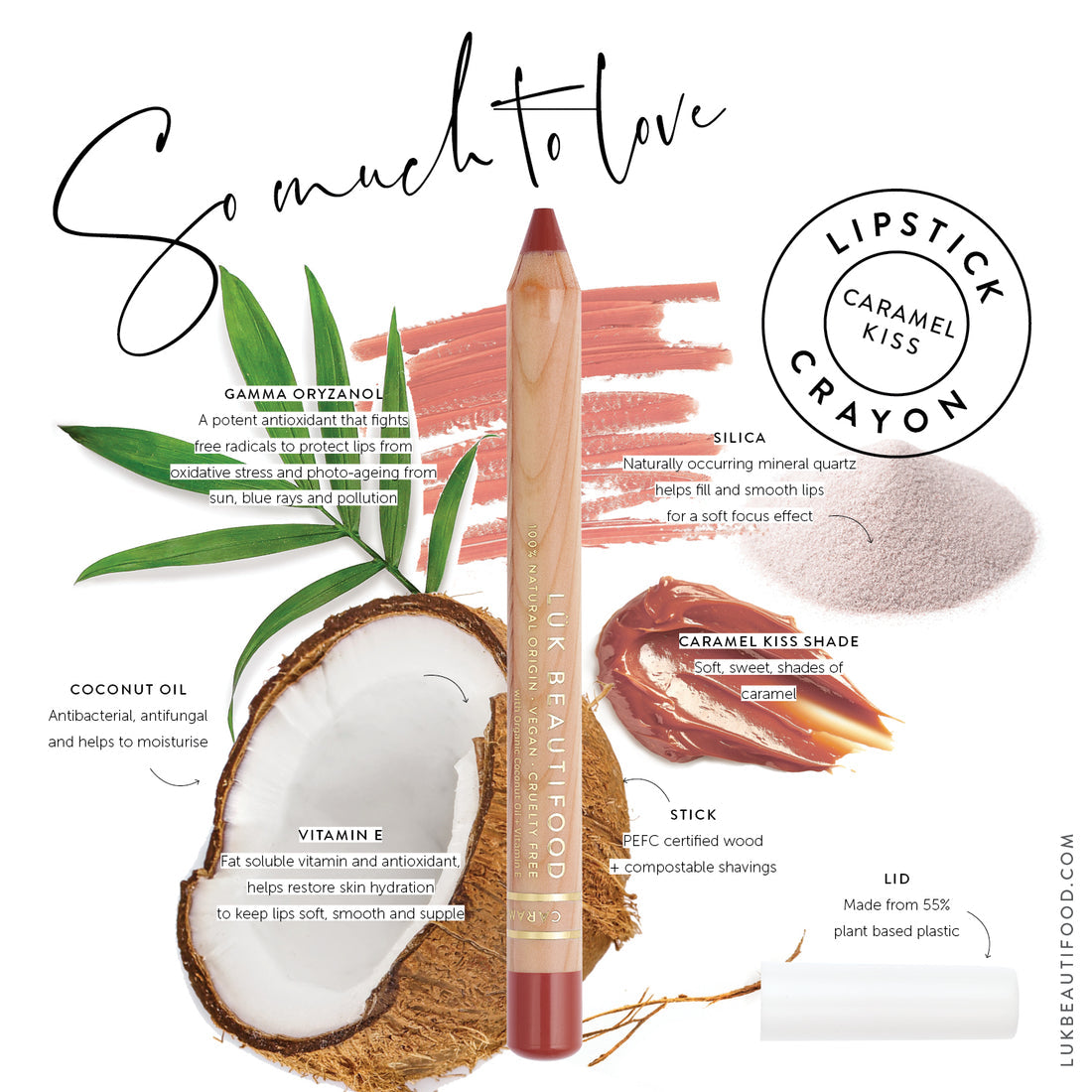 Natural Lipstick Crayon in Caramel Kiss - Vegan & Cruelty-Free Long Lasting Lip Color - Perfect for Everyday Wear & Special Occasions