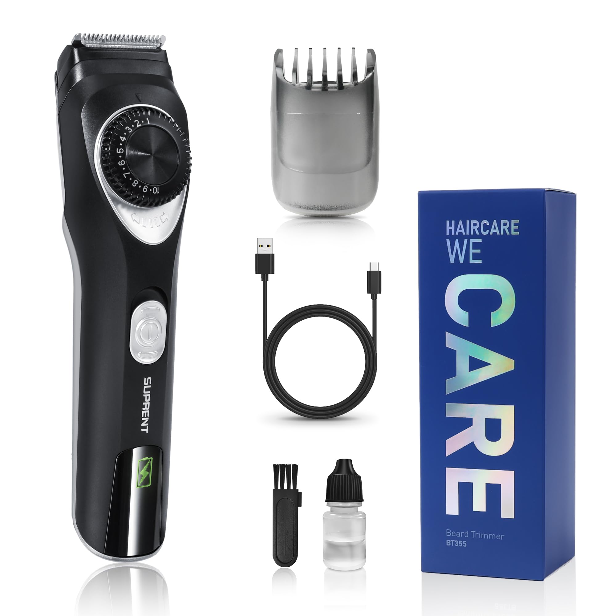 SUPRENT Professional Beard Trimmer for Men - Precision Nose Hair Trimmer - Grooming Kit for Facial Hair & Ear Hair - Perfect for Home, Travel & Salon Use