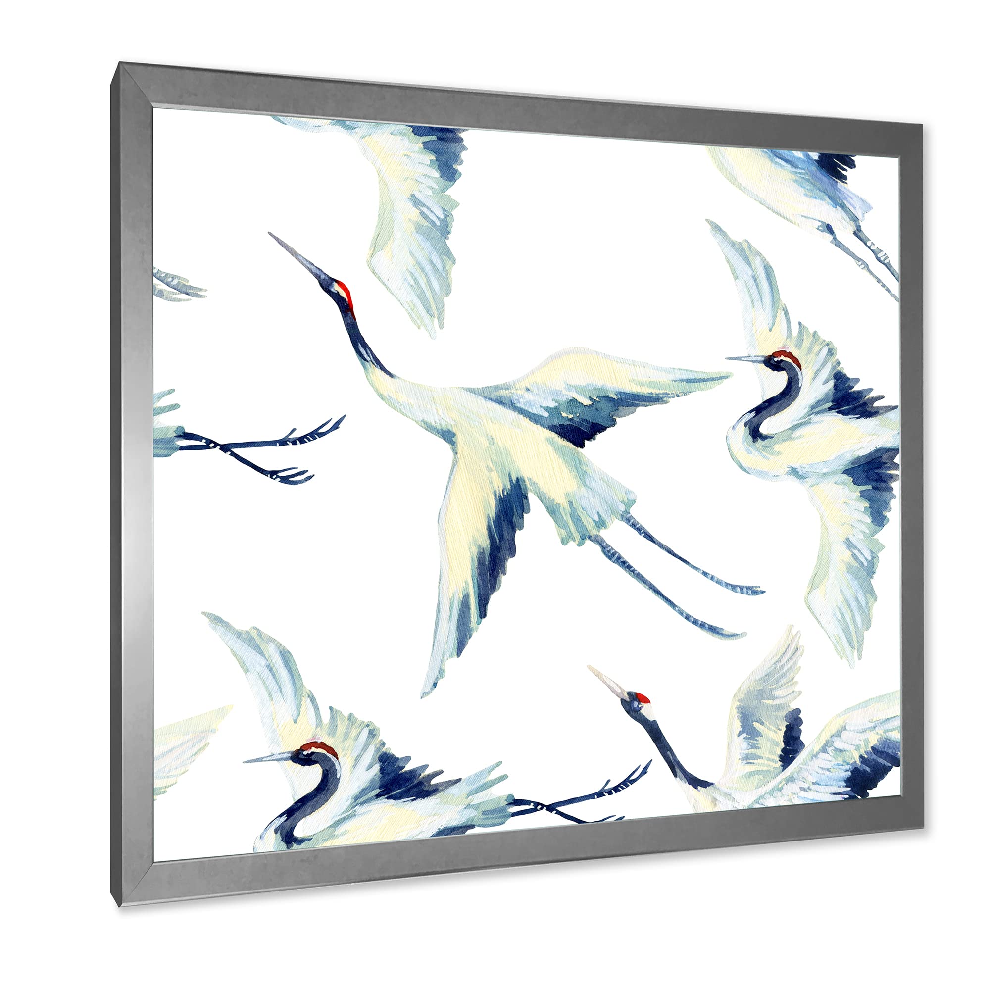 Asian Crane Bird Traditional Framed Wall Art - Handmade Home Decor for Living Room, Bedroom & Office | Feng Shui Inspired Painting