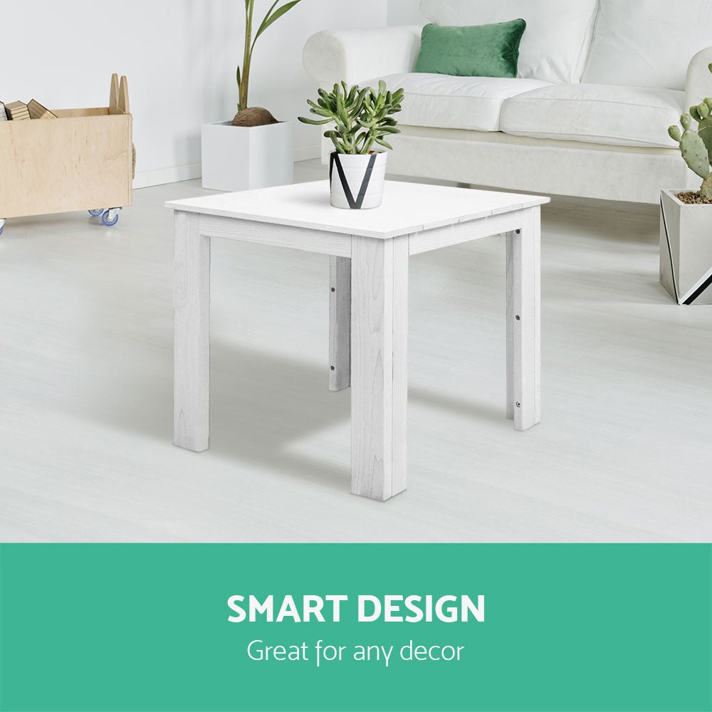 White Wooden Coffee Side Table - Outdoor Camping & Garden Furniture for Patio, Deck, and Backyard Relaxation