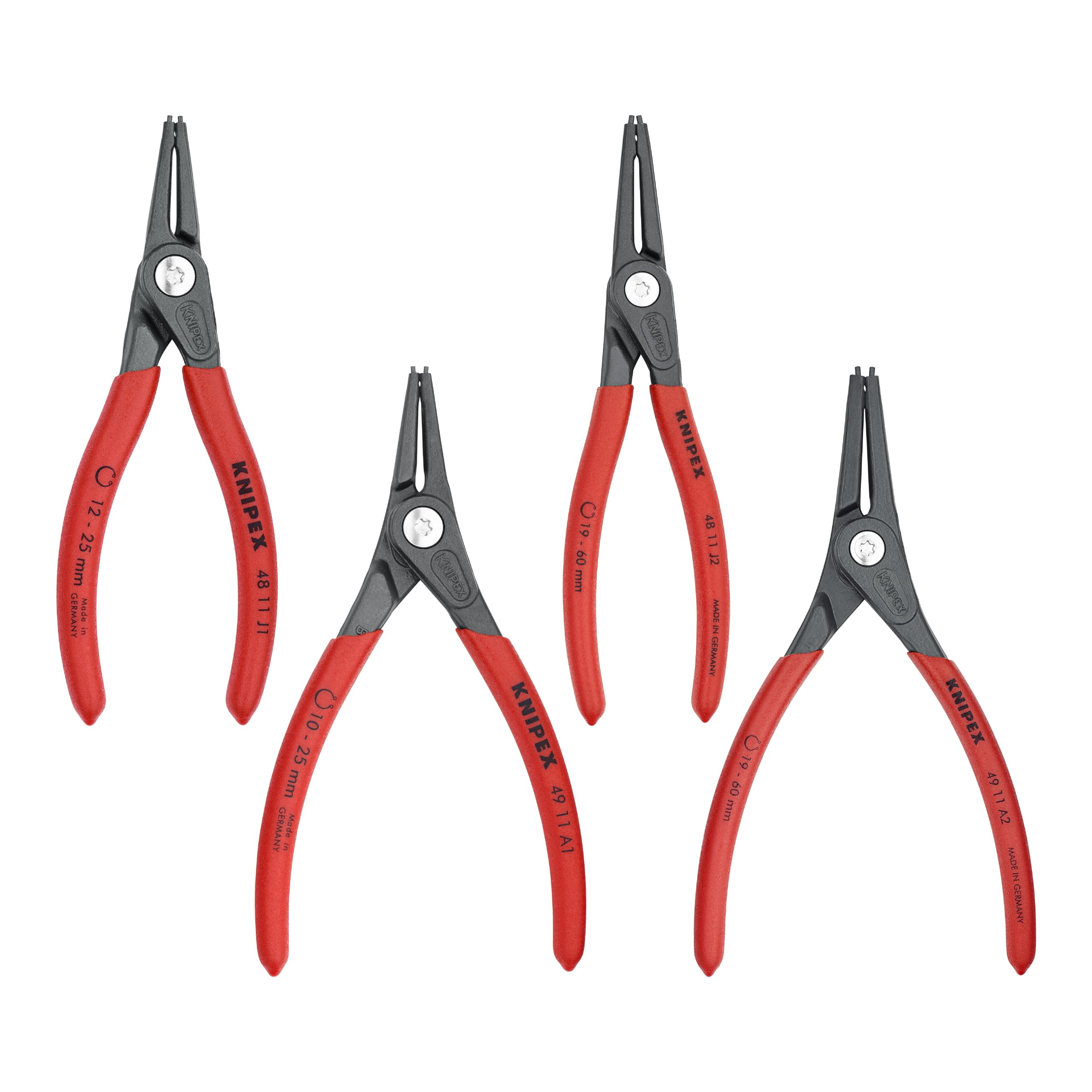KNIPEX 4-Piece Precision Circlip Pliers Set - Professional Snap Ring Pliers for Automotive, Machinery & Electronics Repair | Ideal for Mechanics, Engineers & DIY Projects