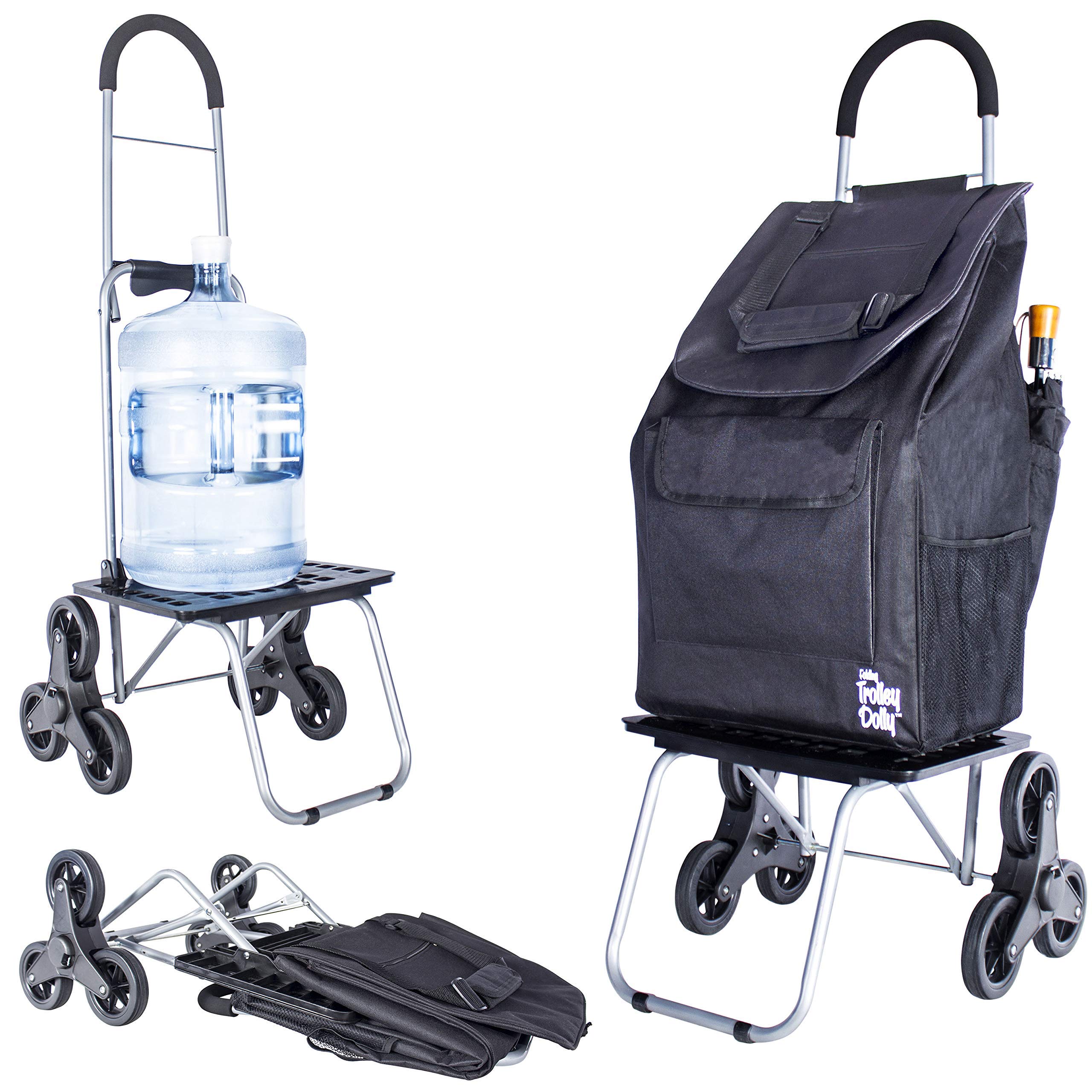 dbest Products Heavy Duty Stair Climbing Cart - Foldable Grocery Shopping Trolley with Large Capacity for Apartments, Condos & Homes - Perfect for Groceries, Laundry & Moving Supplies