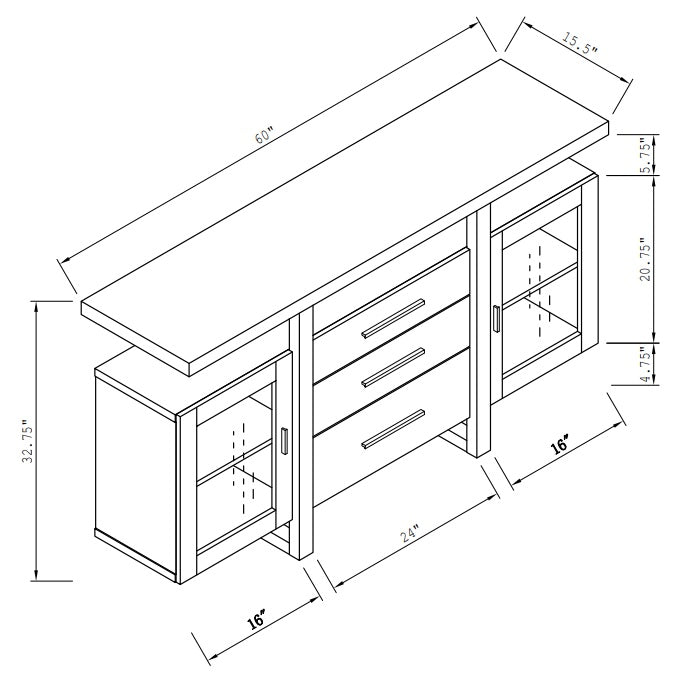 Buffet Server Grey - Elegant Buffet Table for Dining Room & Kitchen Serving | Perfect for Entertaining, Buffets, and Home Decor