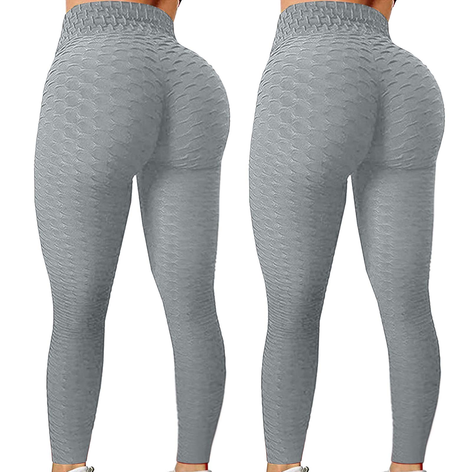 Smooto Women's Cotton Yoga Pants - High Waisted Workout Leggings with Butt Lifting Design for Gym, Running & Lounge Wear (Gray, Small)