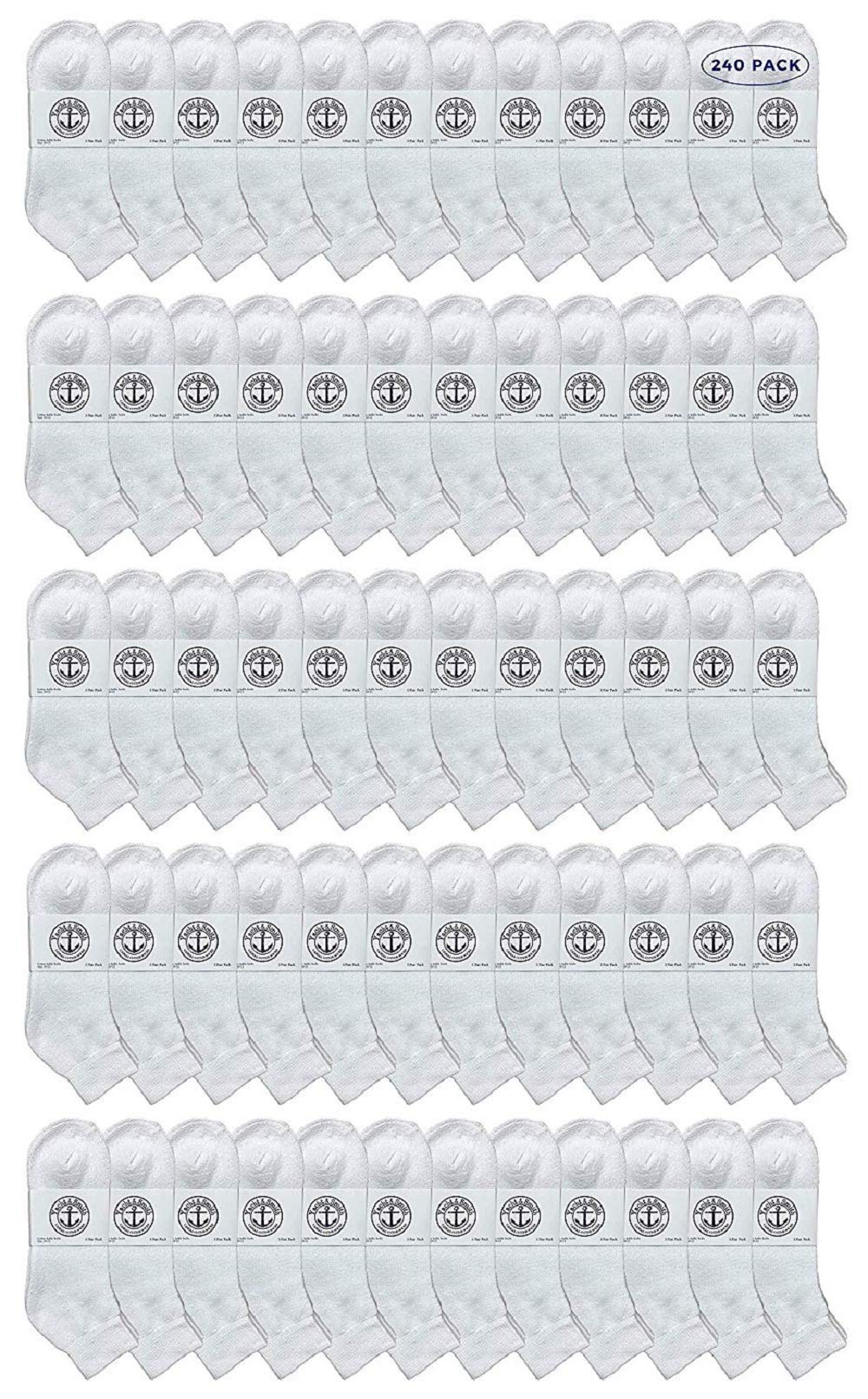 240 Pairs Men's Cotton Athletic Mid-Calf Socks - Bulk Wholesale Pack (Size 10-13) | Comfortable Sports Socks for Running, Gym & Casual Wear