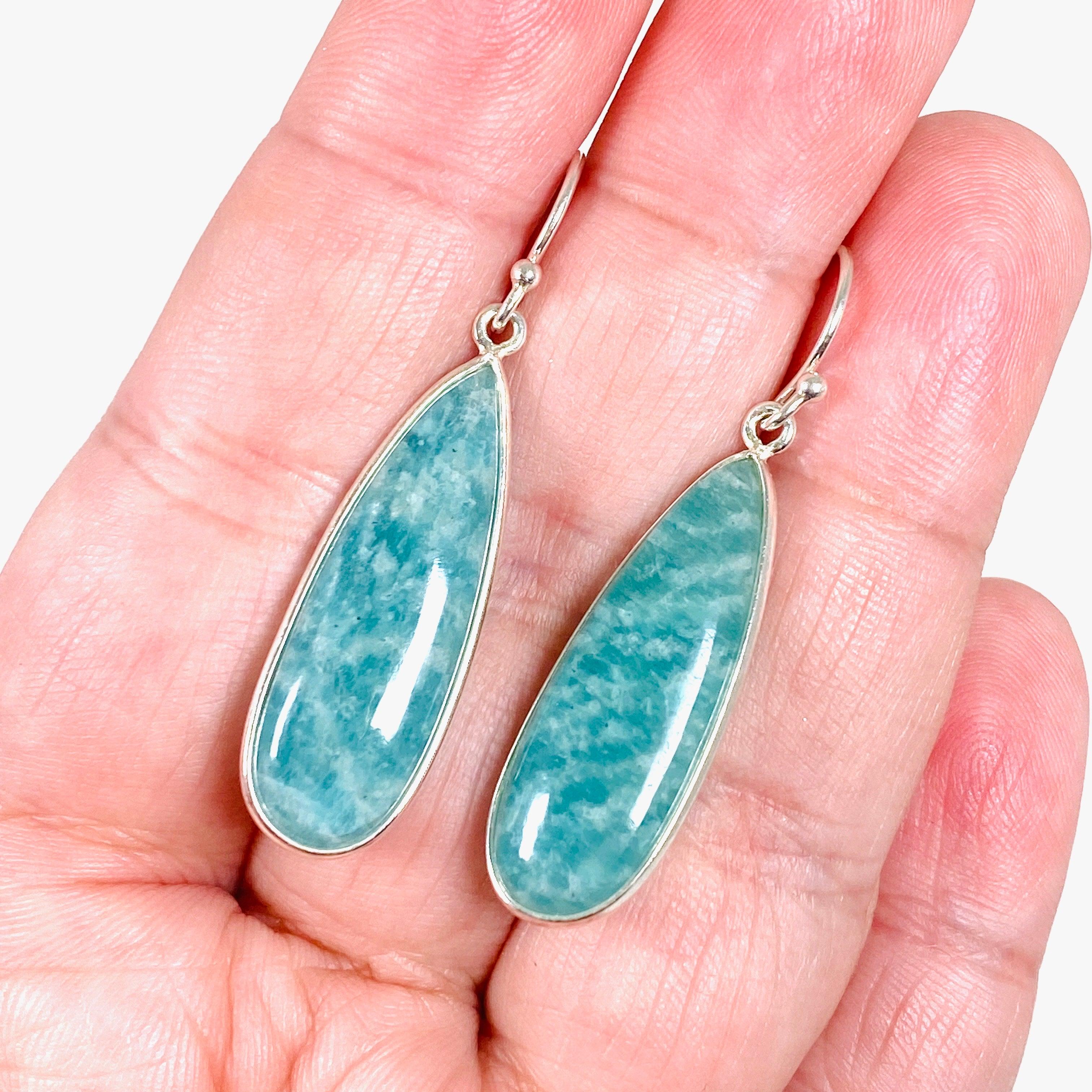 Amazonite Teardrop Earrings for Women - Handmade Gemstone Dangle Earrings KEGJ1317 - Perfect for Boho, Wedding & Everyday Jewelry