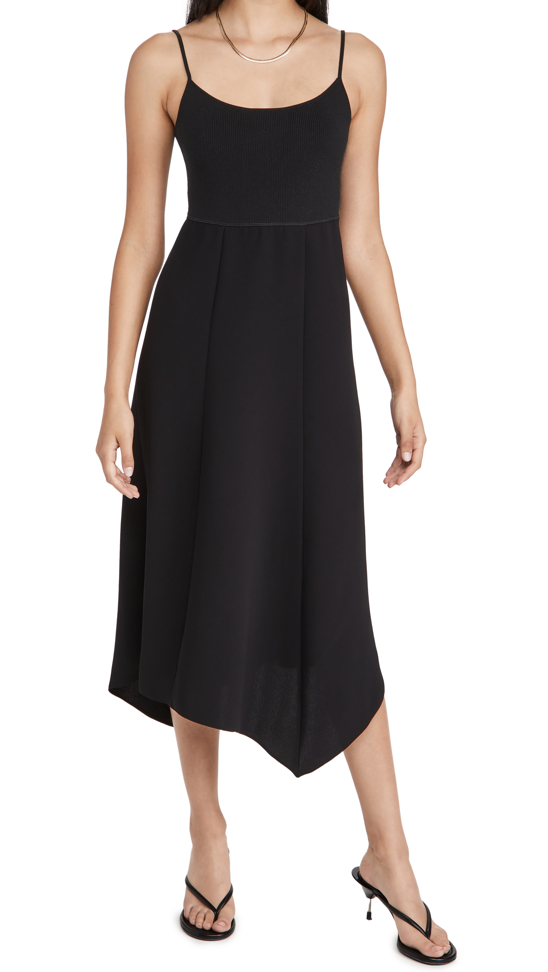 Theory Women's Slip Flared Dress - Elegant V-Neck Midi Dress with Flowy Silhouette | Perfect for Weddings, Cocktail Parties & Office Wear