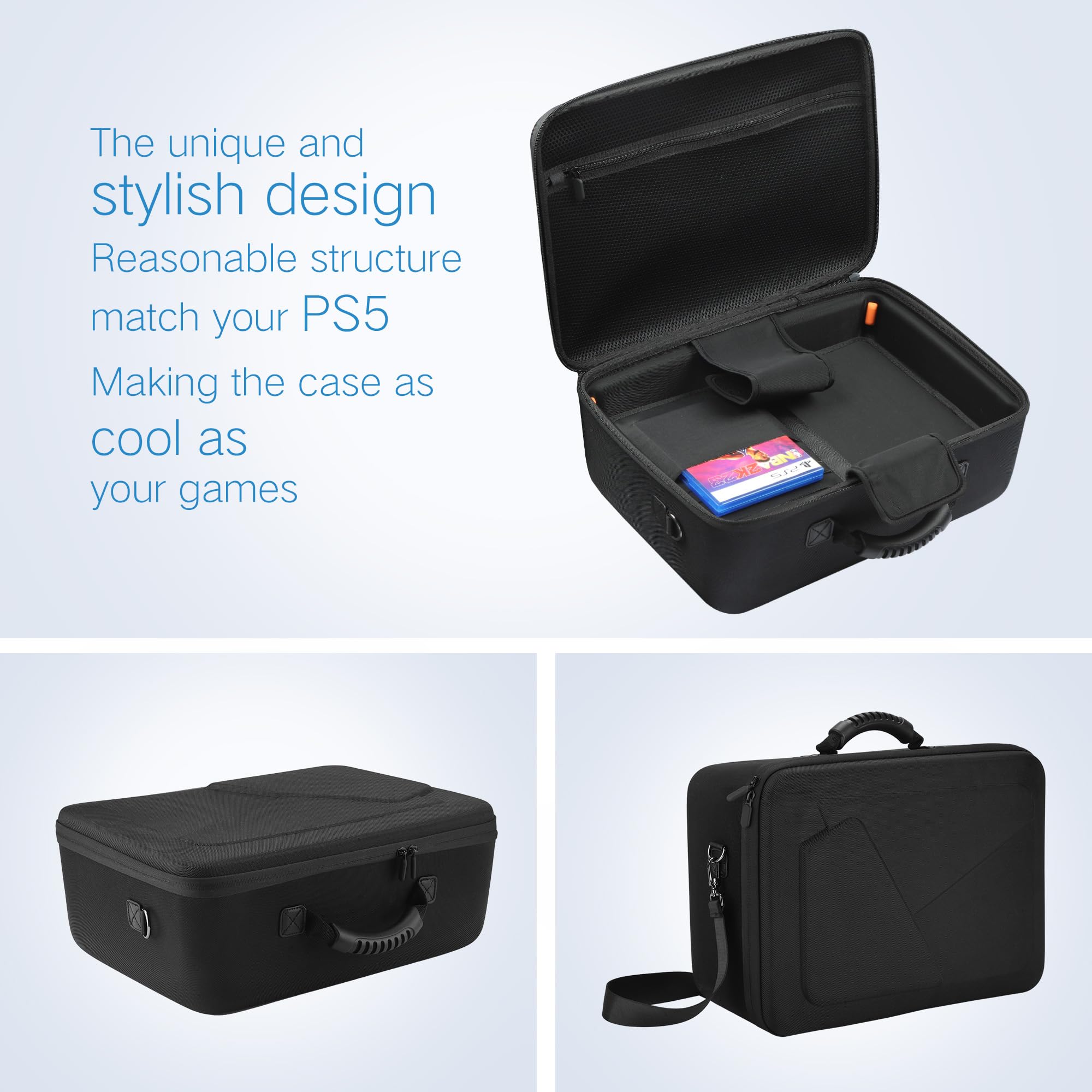 PS5 Hard Shell Travel Case - Protective Cover for PlayStation 5 Console & Controllers | Gaming Storage & Transport