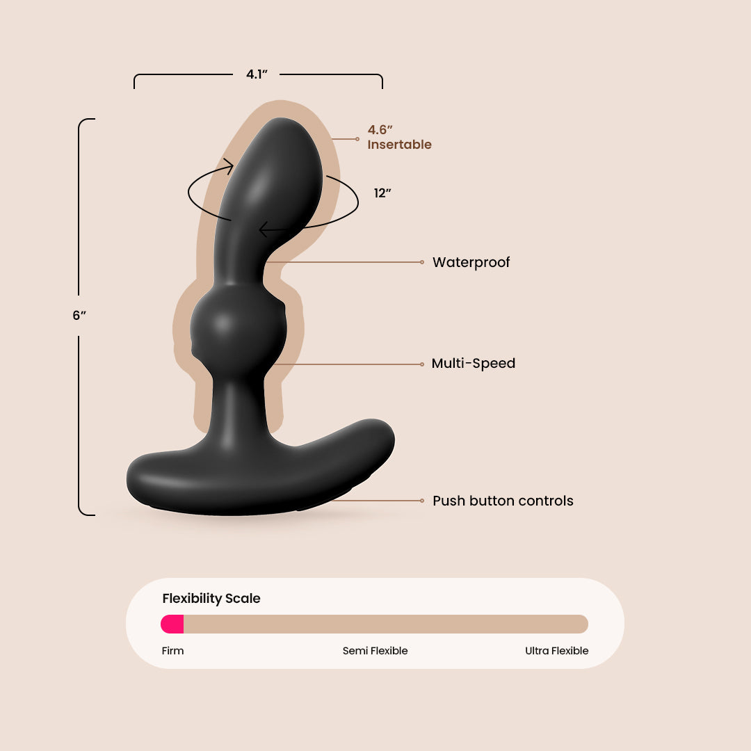 Anal Fantasy P Motion Massager - Rechargeable Rotating & Vibrating Prostate Massager for Men's Pleasure & Wellness | Perfect for Solo Play, Couples Intimacy & Stress Relief