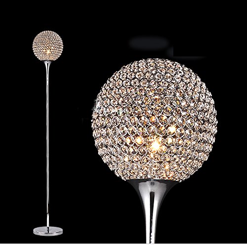 Crystal Round Floor Lamp - Modern LED Standing Light for Living Room, Bedroom, Study & Restaurant - Elegant Home Decor Lighting for Ambient & Task Use