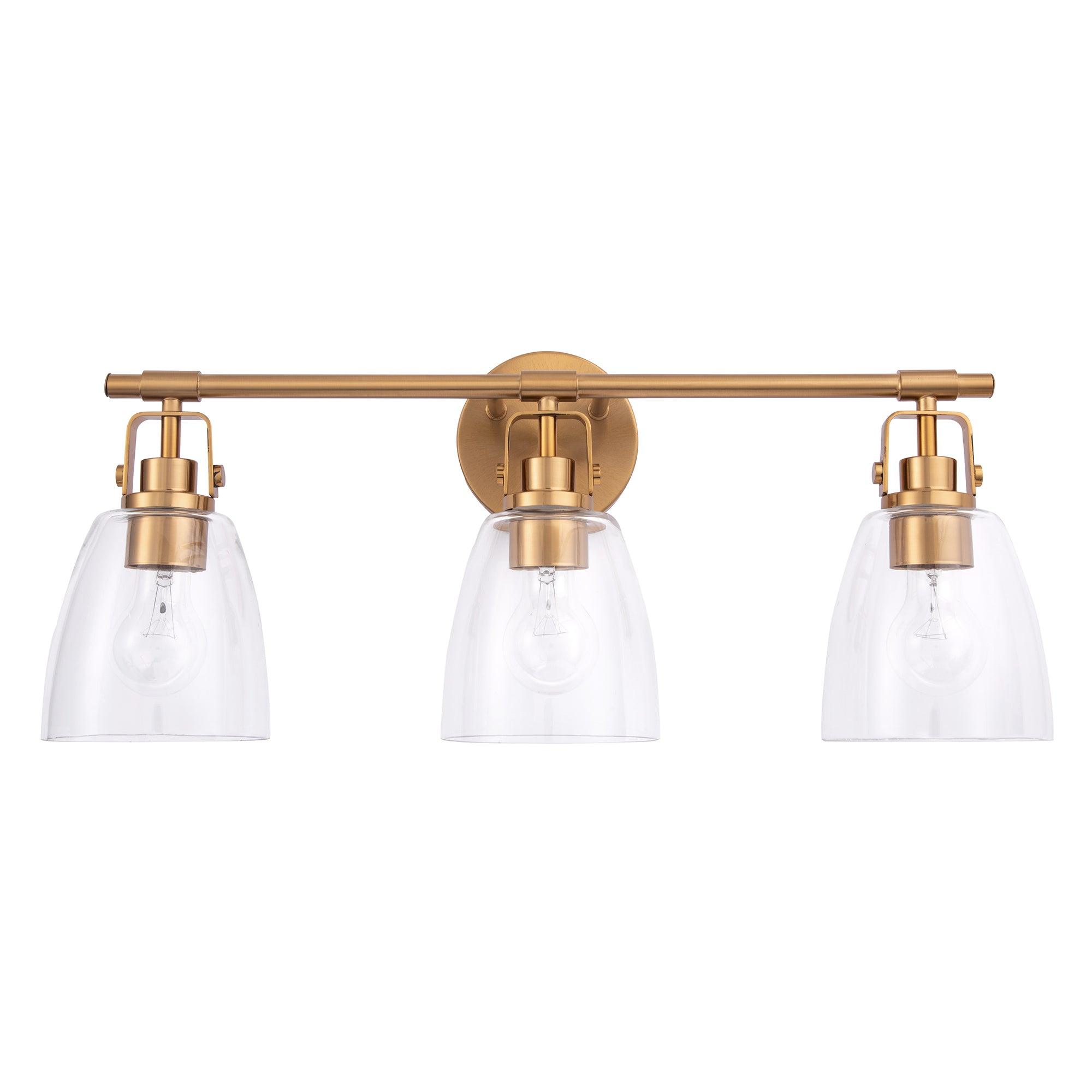 Modern Farmhouse 3-Light Bathroom Vanity Light - Brushed Nickel Finish, Adjustable Height - Perfect for Bathroom, Powder Room & Dressing Area Makeovers