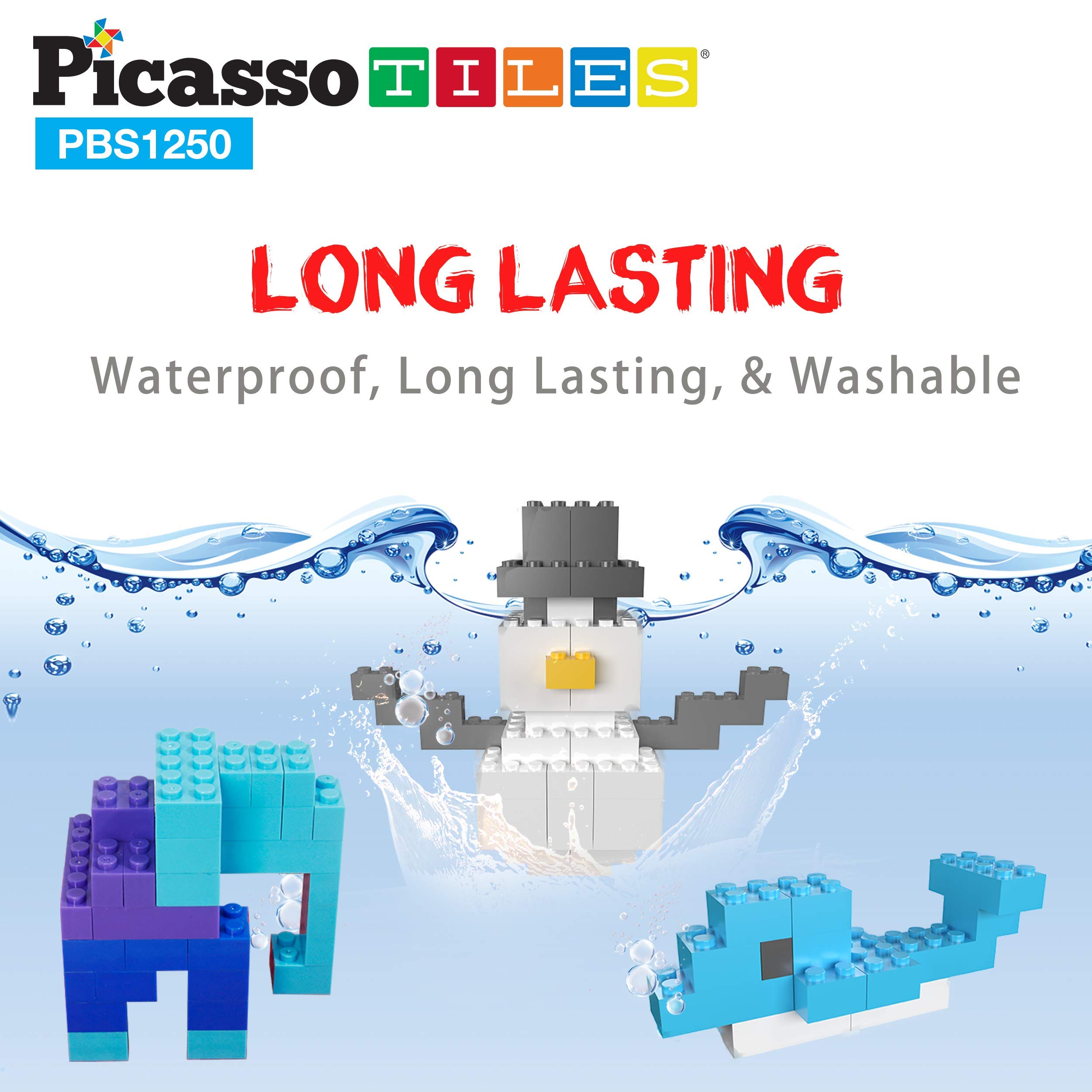 PicassoTiles 1250 Piece STEM Educational Building Blocks Set - Creative Shapes for Imaginative Play, Numbers & Characters Learning - Washable Construction Toys for Kids Ages 3+ | Perfect for Classroom, Homeschool & Family Playtime Activities