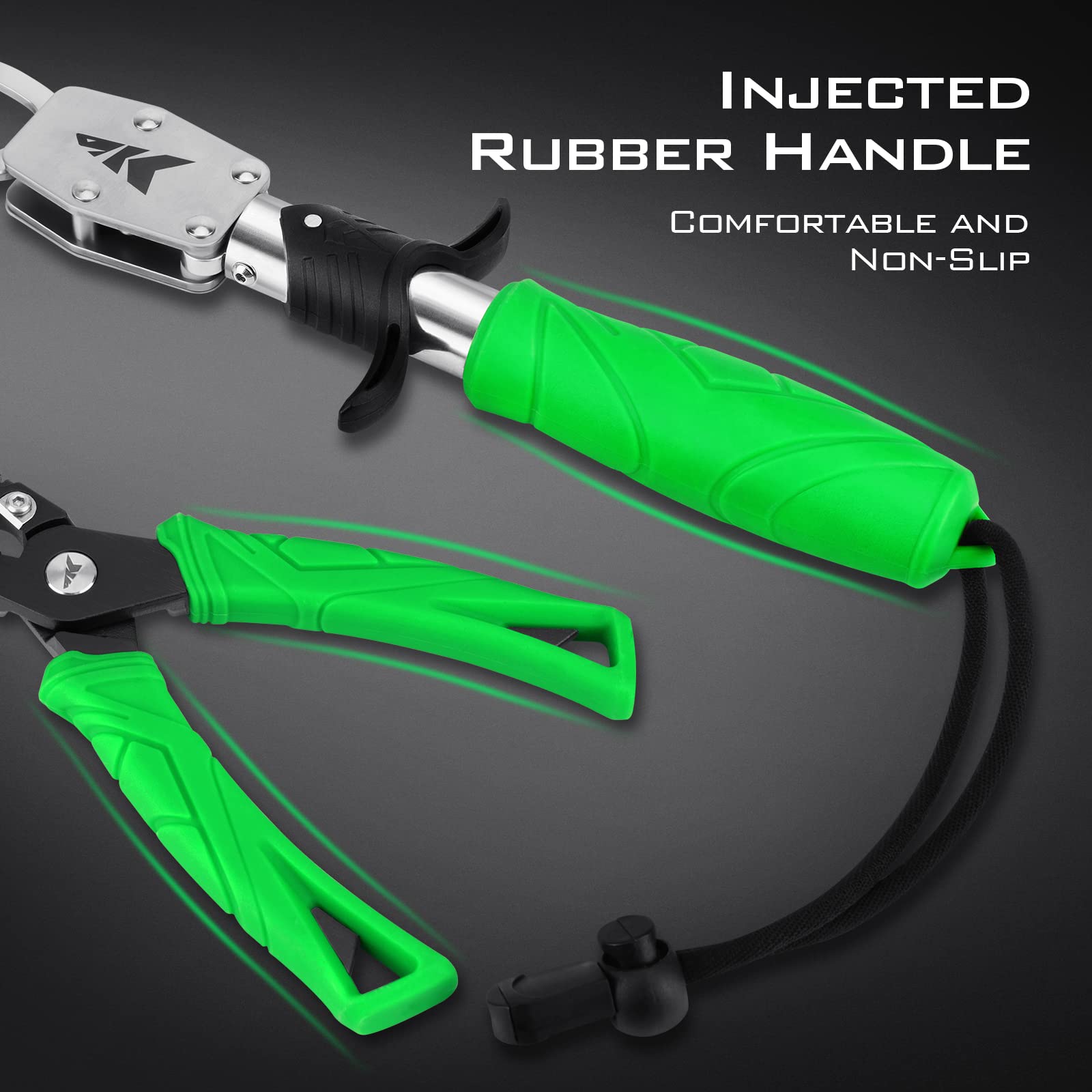 KastKing Saltwater Resistant Fishing Pliers with Fish Lip Gripper & Scale Combo - Rubber Handle, Lanyard, Line Cutter & Hook Remover with Sheath - Perfect for Ice Fishing, Saltwater & Freshwater Angling - Great Gift for Men & Fishing Enthusiasts