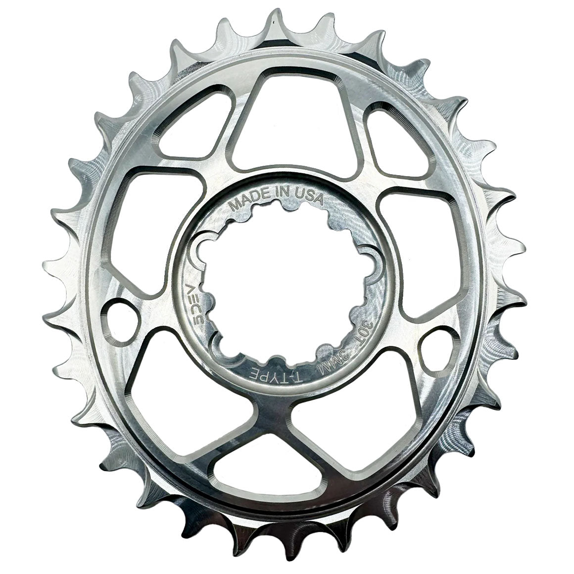 5Dev T Type Oval 3 Bolt Chainring - 3mm Offset, 30T Silver Bicycle Chain Ring | Compatible with MTB, Road & Gravel Bikes for Smooth Gear Shifting