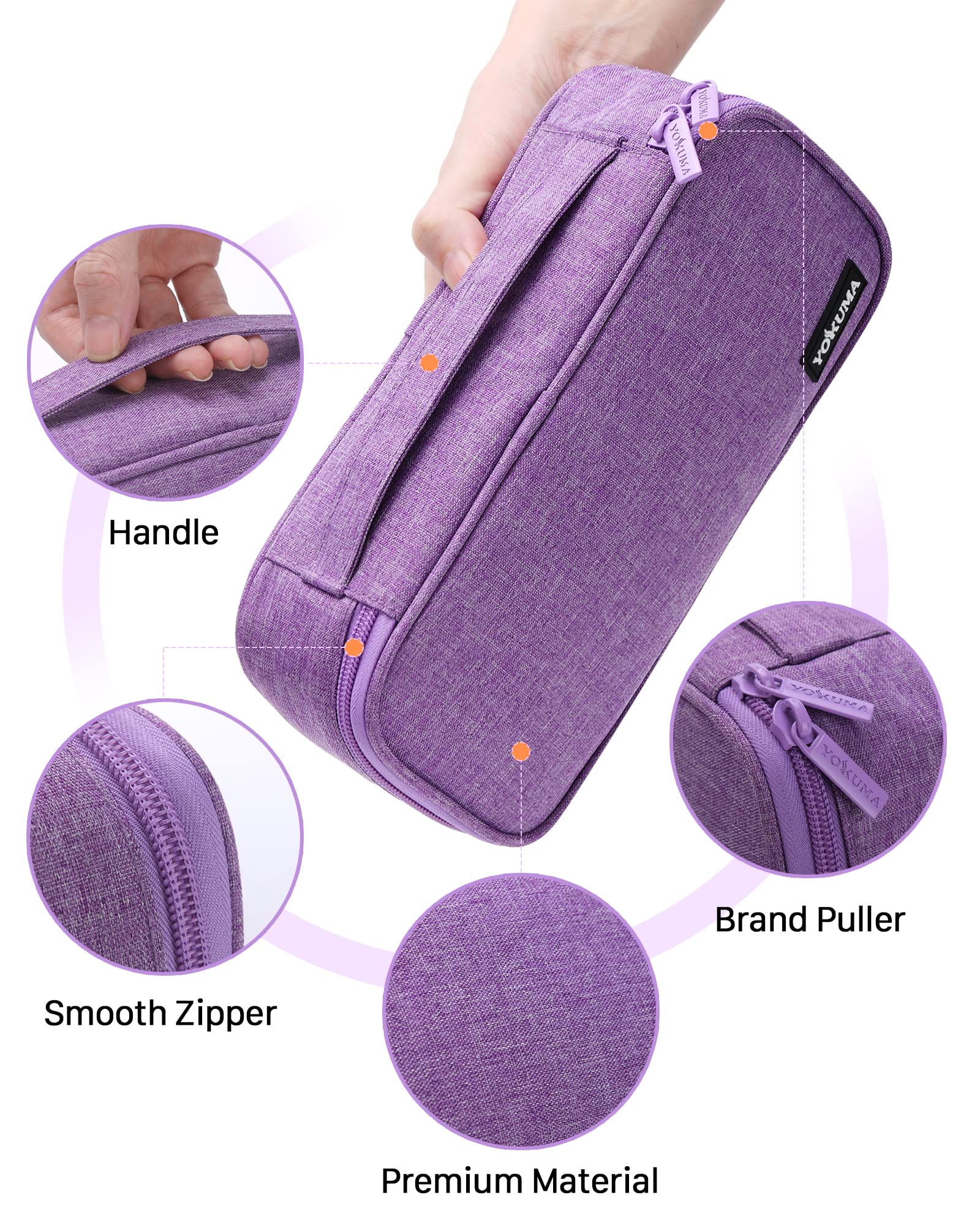 YOKUMA Large Capacity Aesthetic Zipper Pencil Case - School Supplies for College Students, Teens & Adults - Perfect for Organizing Pens, Pencils, Cables & Travel Essentials (Great for Back to School, Office & Daily Use)