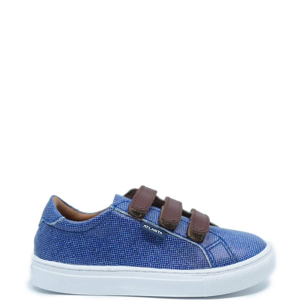 Men's Atlanta Moccasin Denim Triple Velcro Sneakers - Comfortable Slip-On Casual Shoes for Walking, Travel & Everyday Wear