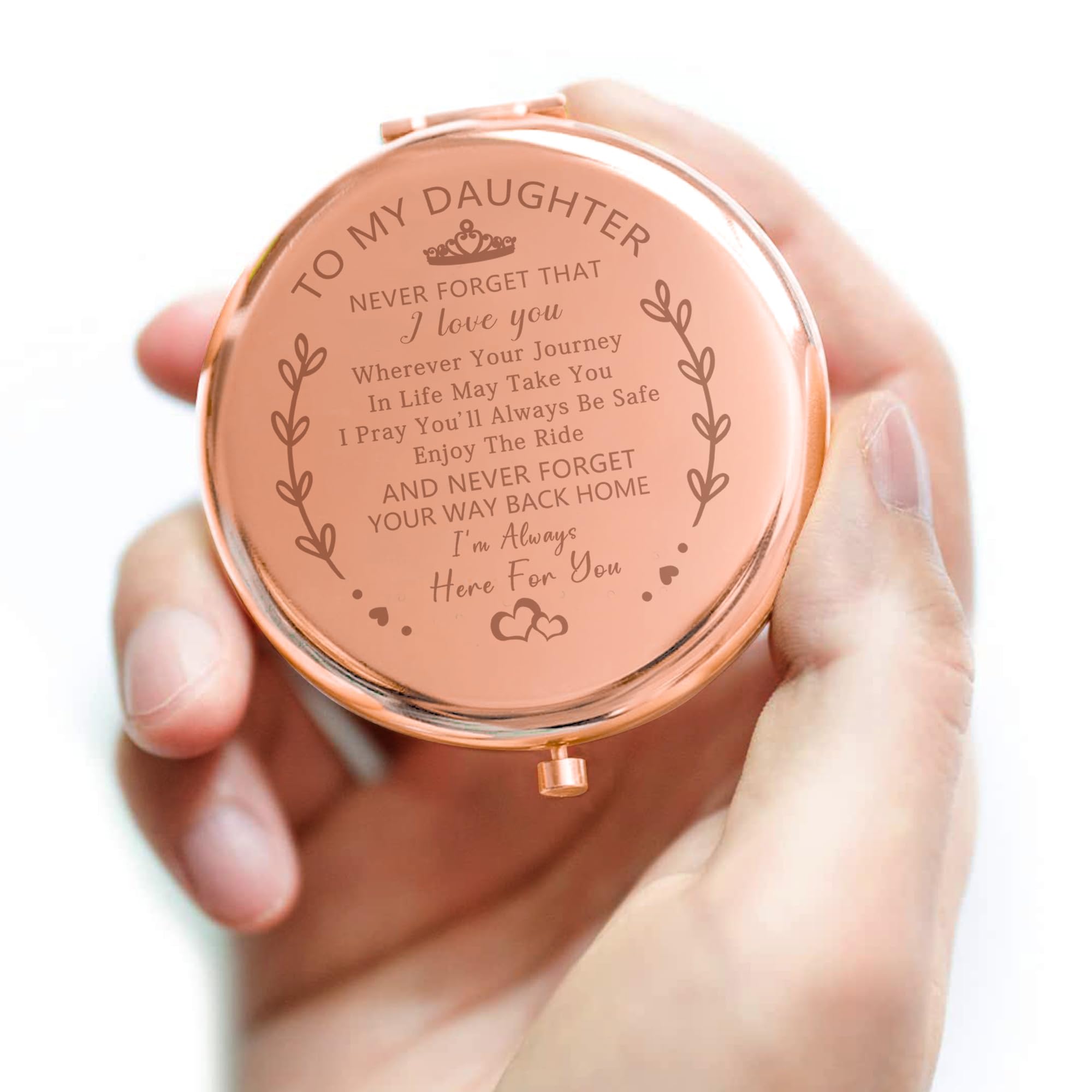 Rose Gold Compact Mirror - Perfect Daughter Gift for Birthday, Graduation & Wedding | Elegant & Portable