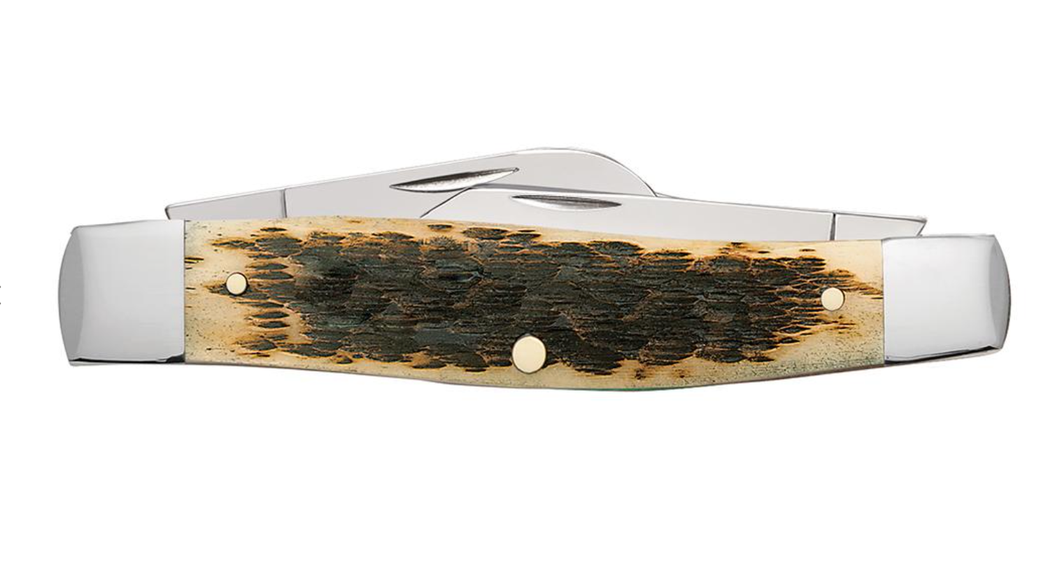 Premium Chrome Vanadium Large Stockman Pocket Knife with Amber Bone Peach Seed Jig Handle (00204) - Perfect for Camping, Hunting & Everyday Carry (EDC)