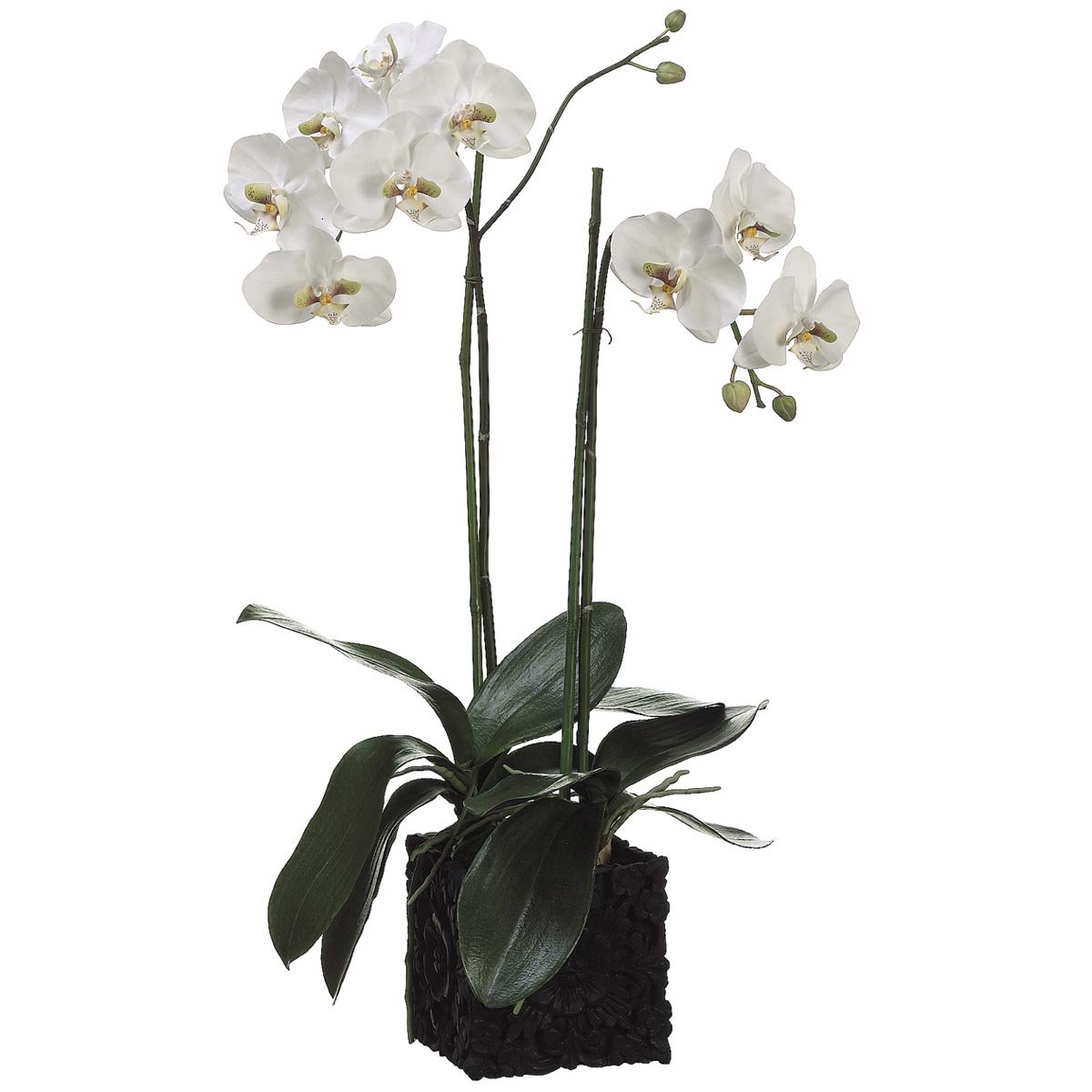 31 Inch White and Green Phalaenopsis Orchid Artificial Plant in Polyresin Pot - Perfect for Home Decor, Office, Wedding Centerpieces & Gift Ideas