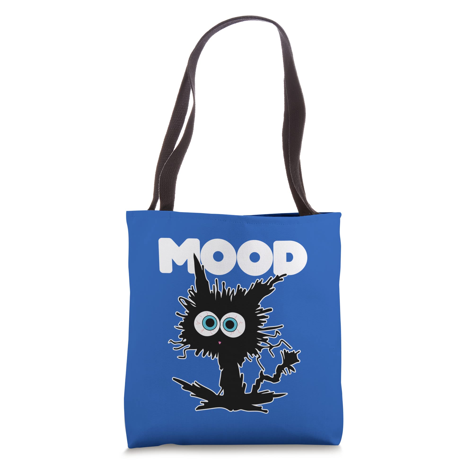 Funny Frazzled Cat Mood Black Tote Bag - Cute & Stylish Cat Lover Gift for Shopping, Beach & Daily Use