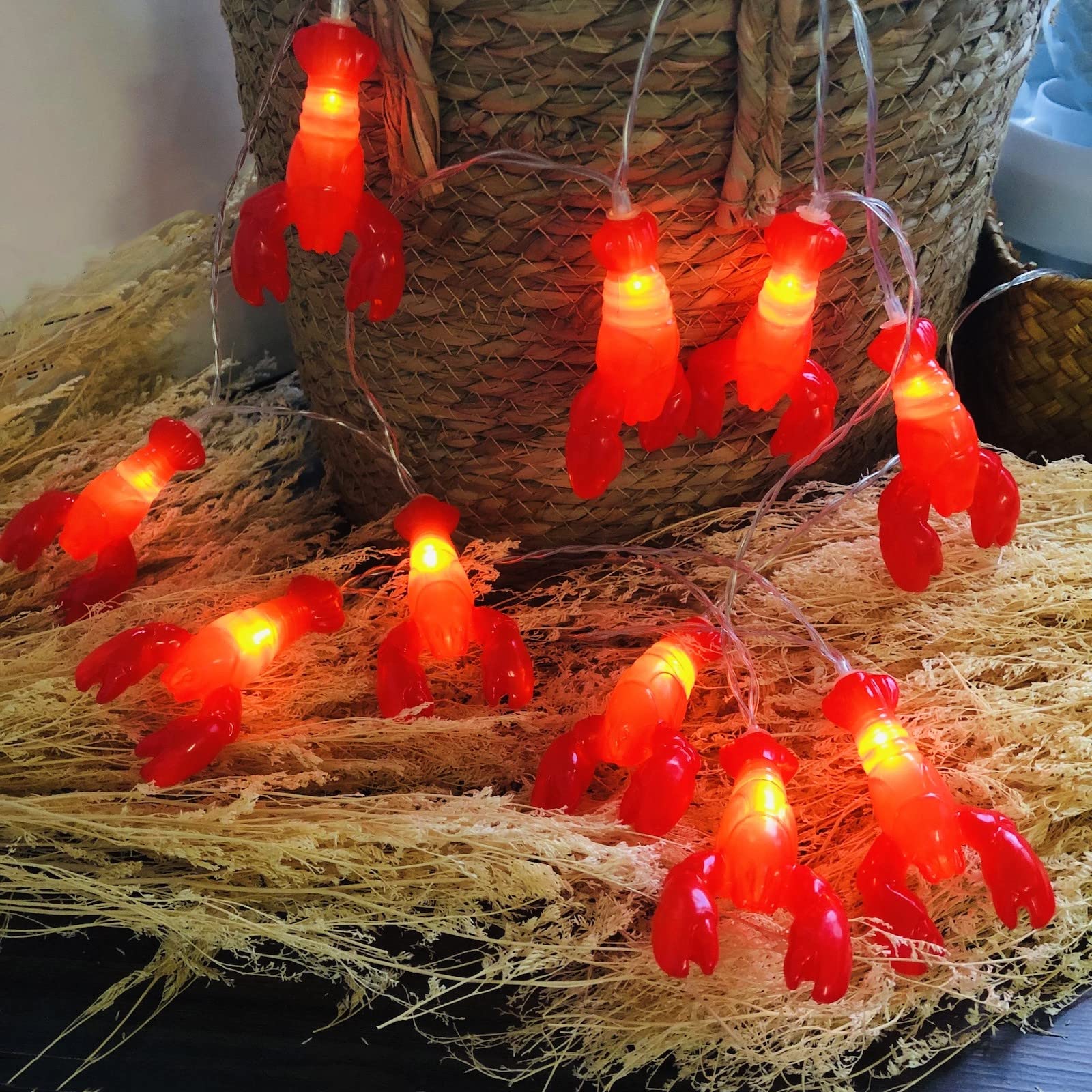 Battery Operated Lobster String Lights - 20 LED Fairy Night Lamp for Summer Camping, Wedding, Birthday, Bedroom & Home Decor (3m/20led) | Perfect for Outdoor Parties, Garden Decorations & Cozy Indoor Ambiance