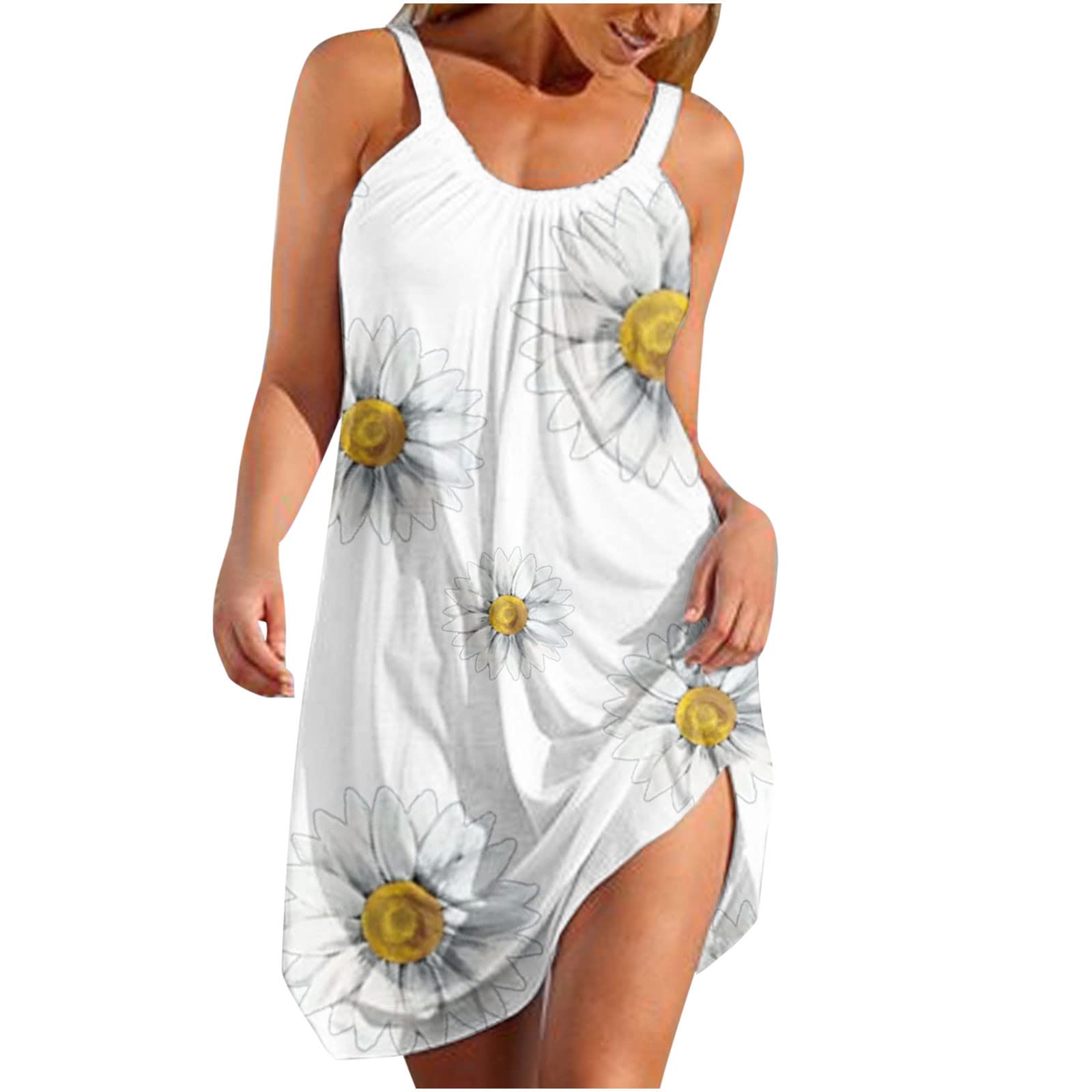 Women's Summer Sundresses 2023 - Sexy Sleeveless Floral Print Beach Dress with Pockets | Casual Loose Fit Maxi Dress for Vacation, Pool Party & Outdoor Activities