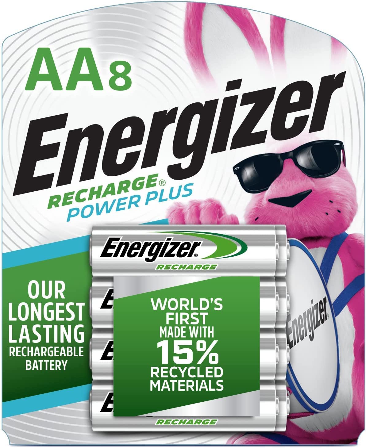 Energizer Rechargeable AA Batteries 8-Pack with Basic Charger - Long Lasting Power for Cameras, Toys, Flashlights & Electronics