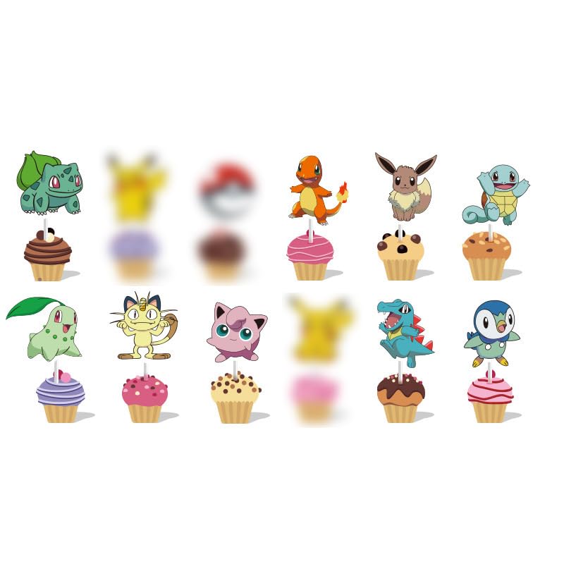 24Pcs Cartoon Cupcake Toppers - Anime Happy Birthday Party Decorations for Boys, Girls, Kids Birthday Supplies | Perfect for Birthday Cakes, Cupcakes, Desserts & Party Decor
