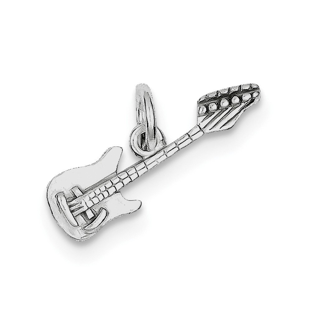 Sterling Silver Electric Guitar Pendant Charm - Perfect for Necklaces, Bracelets & Jewelry Making - Great Gift for Musicians & Music Lovers