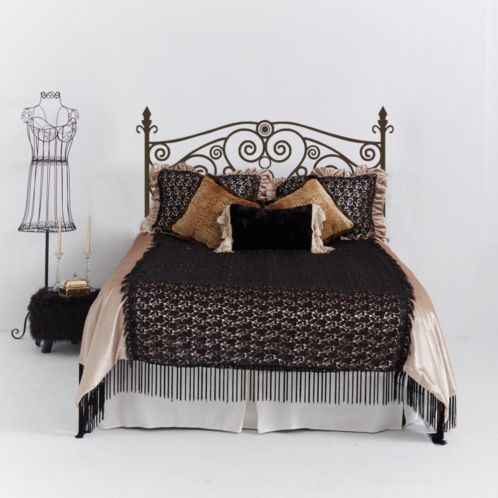 Square Heart Headboard Wall Decal - Shabby Chic Bedroom Wall Sticker & Decor - Peel & Stick Wall Graphic for Girls Room, Nursery, Master Bedroom (Full Size, Brown)