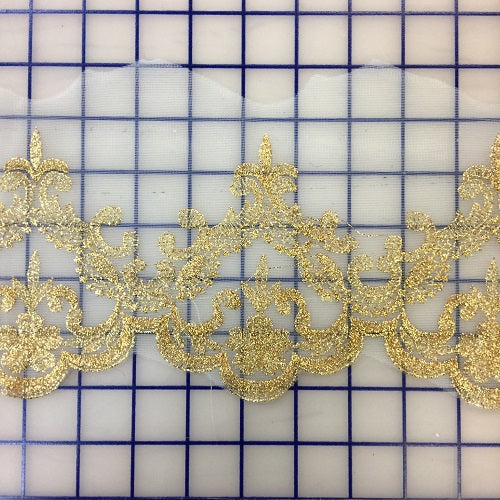 5 Inch Gold Metallic Trim on White - Elegant Decorative Edge for Scrapbooking, DIY Crafts, and Home Decor