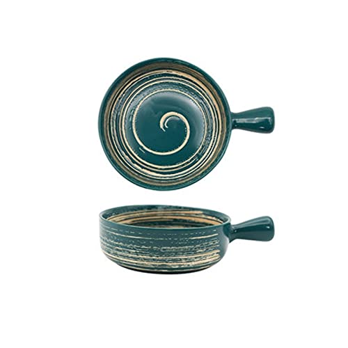 Japanese Hand-Painted Ceramic Salad Bowls - Microwave & Oven Safe Baking Bowls with Handles for Fruit, Soup, Cheese, and Kitchen Use - Perfect for Dining, Entertaining, and Meal Prep (Choose Your Color)