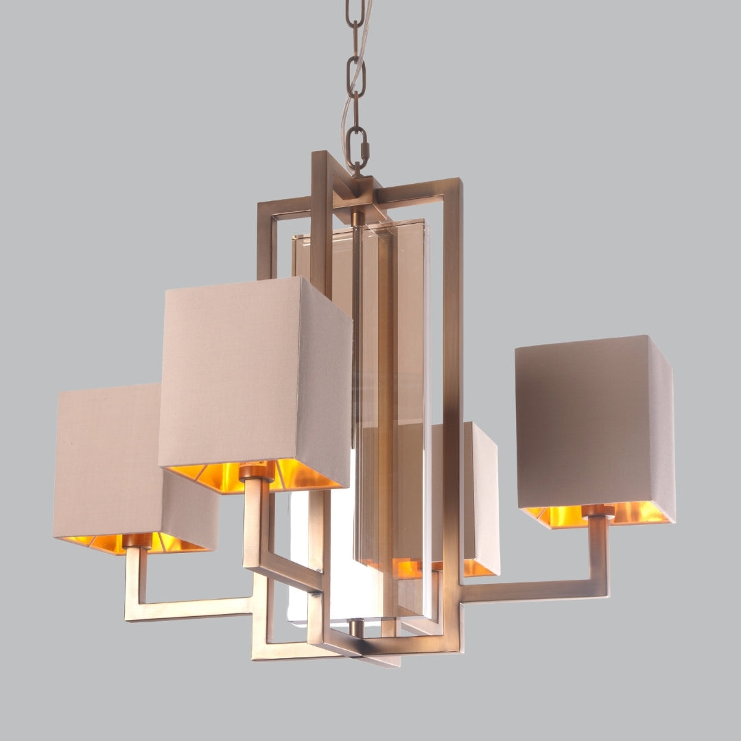 Arden Antique Brass Finish Chandelier E14 - Vintage Ceiling Light Fixture for Dining Room, Bedroom & Living Room Decor