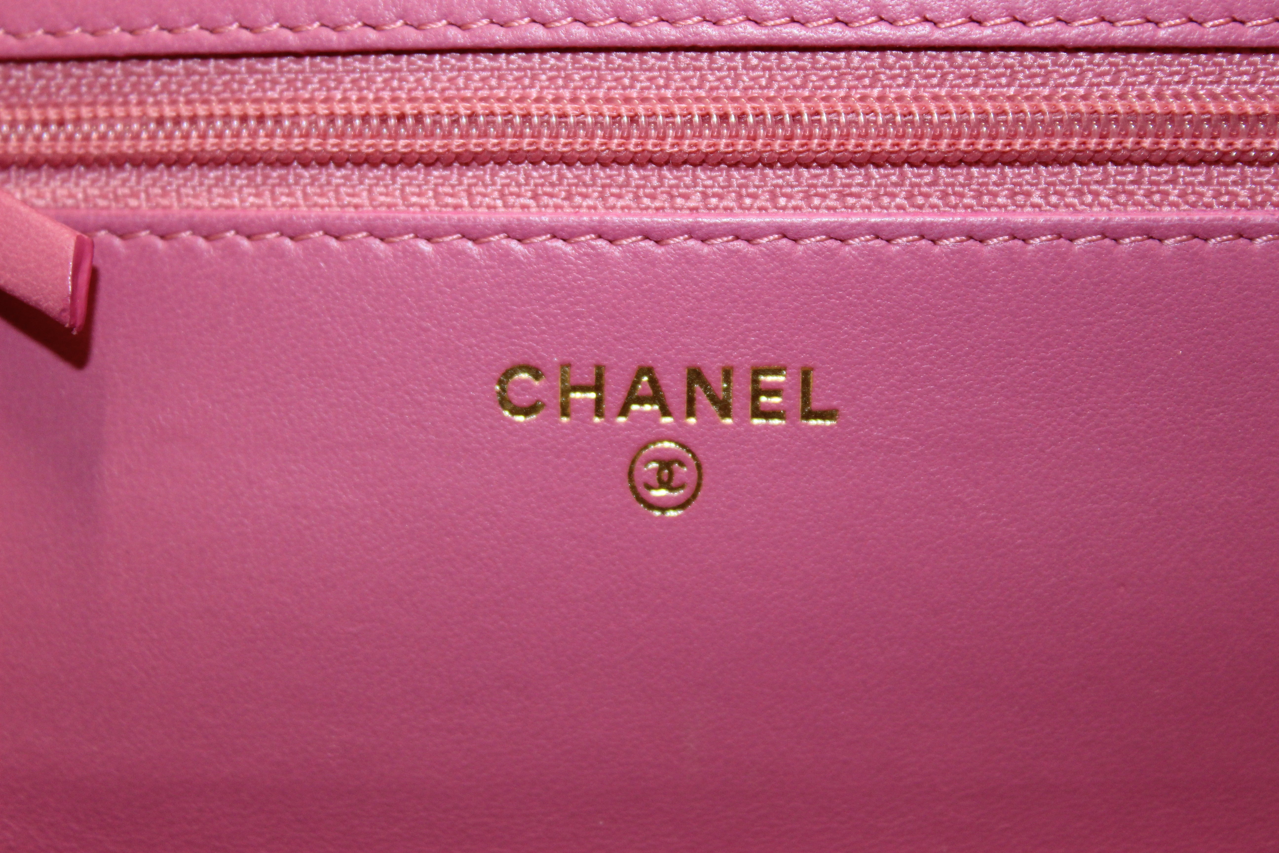 Chanel Pink Camellia Lambskin Leather Wallet On Chain Clutch Bag - Luxury Crossbody Purse for Women, Perfect for Evening Parties & Special Occasions