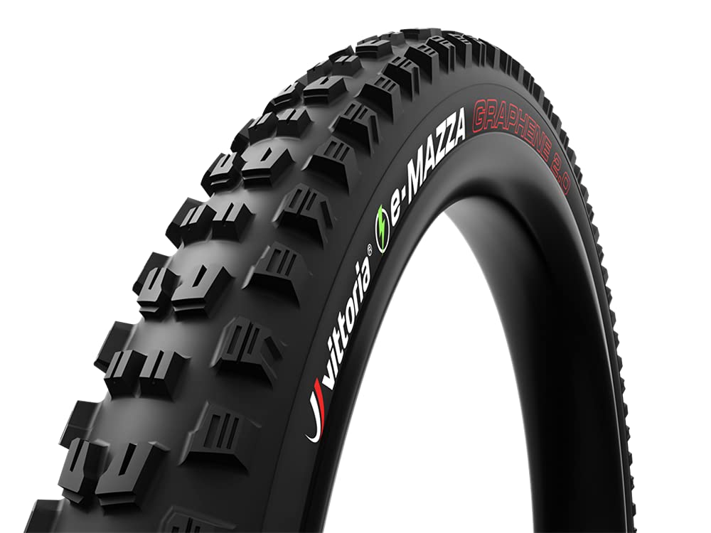 Vittoria E-Mazza G2.0 Enduro 2-PLY Tubeless Mountain Bike Tire - All Black, Graphene Enhanced, E-Bike Ready for Women - Perfect for Trail Riding & Electric Mountain Biking Adventures
