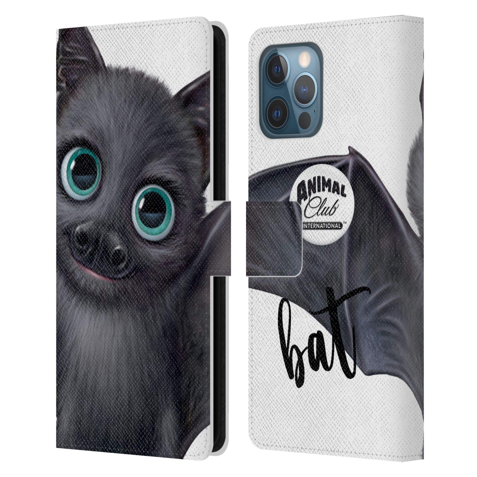 Head Case Designs Animal Club International Bat Faces Leather Book Wallet Case Cover for Apple iPhone 12 Pro Max - Stylish Protection for Work & Travel